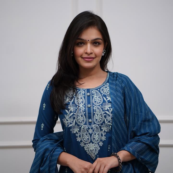 Royal Bloom Embroidered Cotton Suit Set