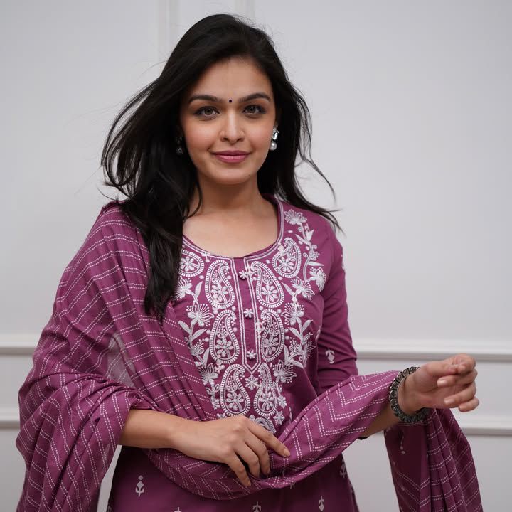 Royal Bloom Embroidered Cotton Suit Set