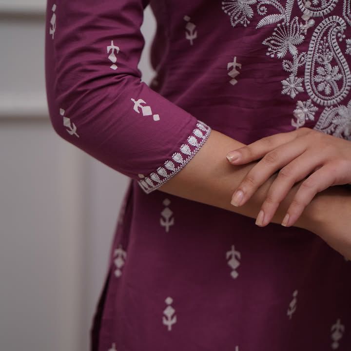 Royal Bloom Embroidered Cotton Suit Set