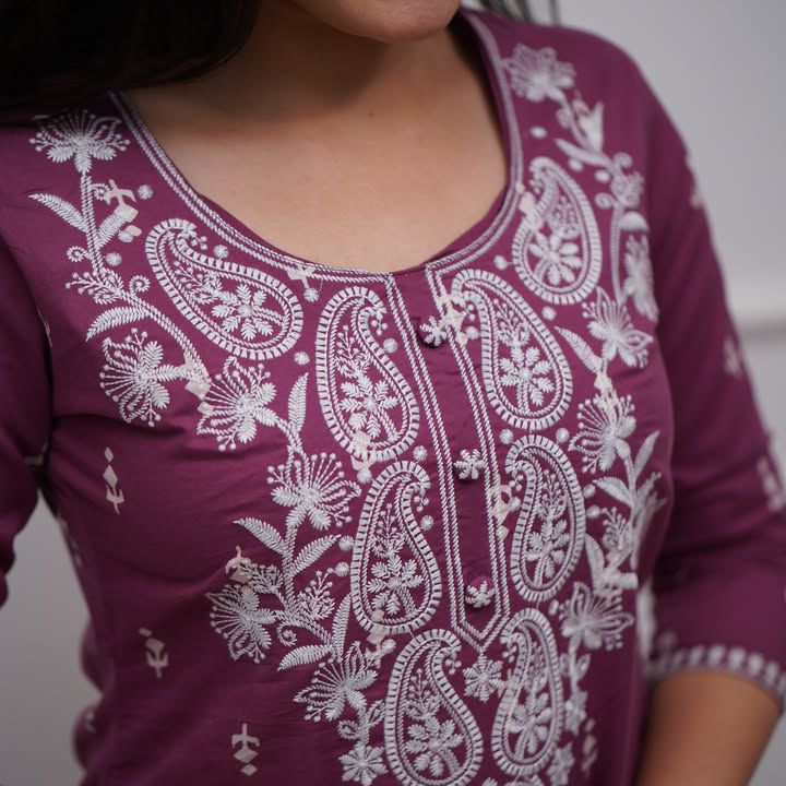 Royal Bloom Embroidered Cotton Suit Set