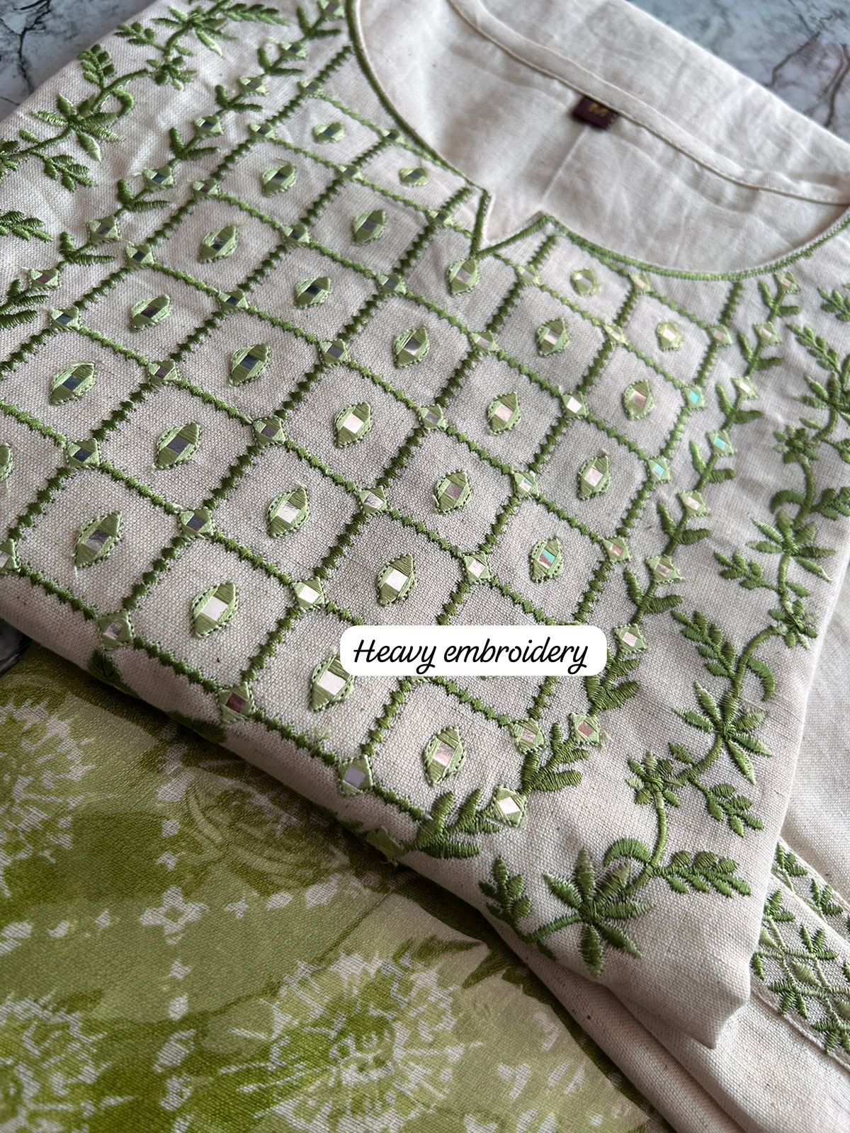 Ivory Essence Embroidered Cotton Silk Set