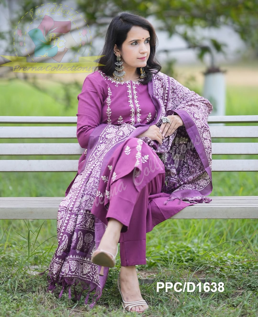 Festive Charm Embroidered Cotton & Khadi Silk Suit Set