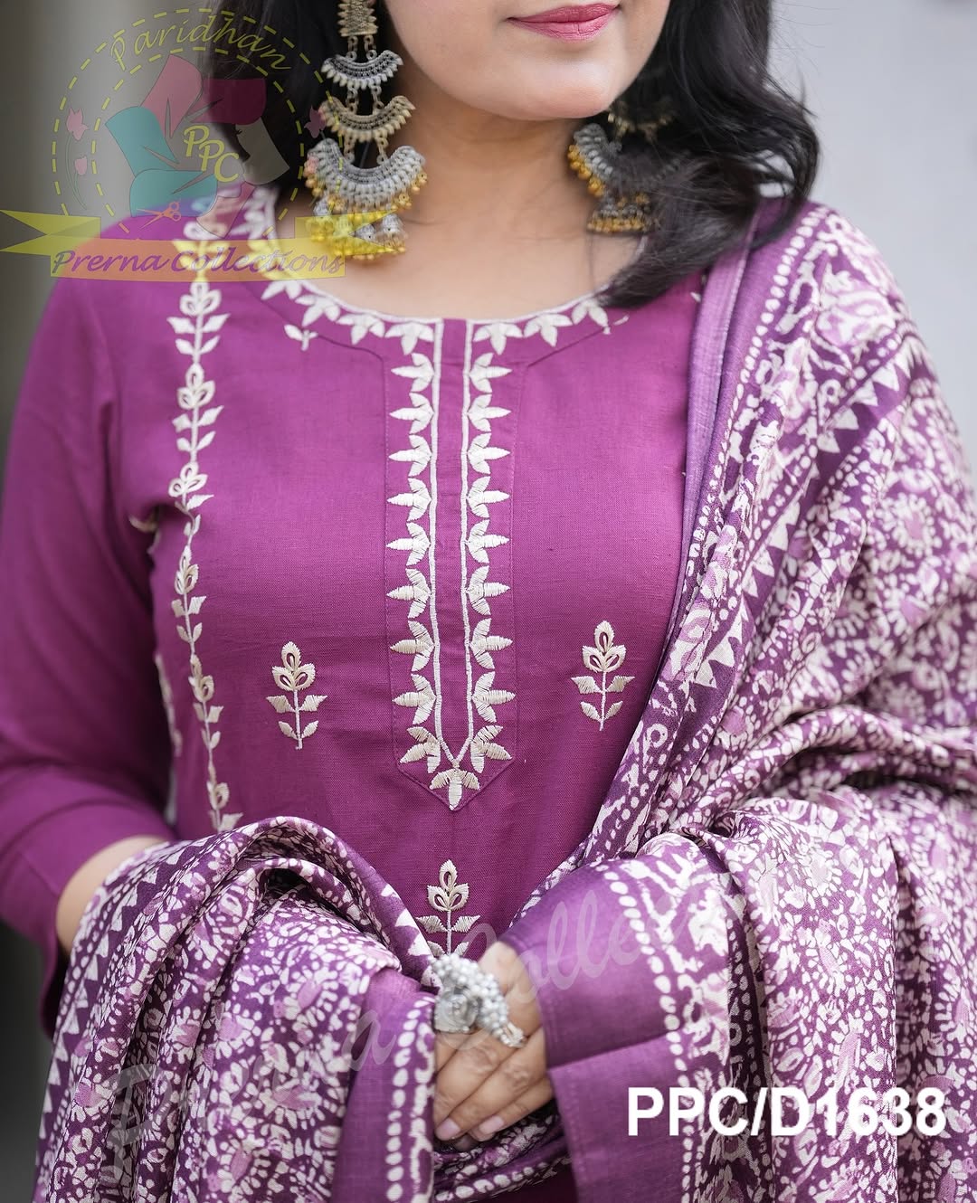 Festive Charm Embroidered Cotton & Khadi Silk Suit Set