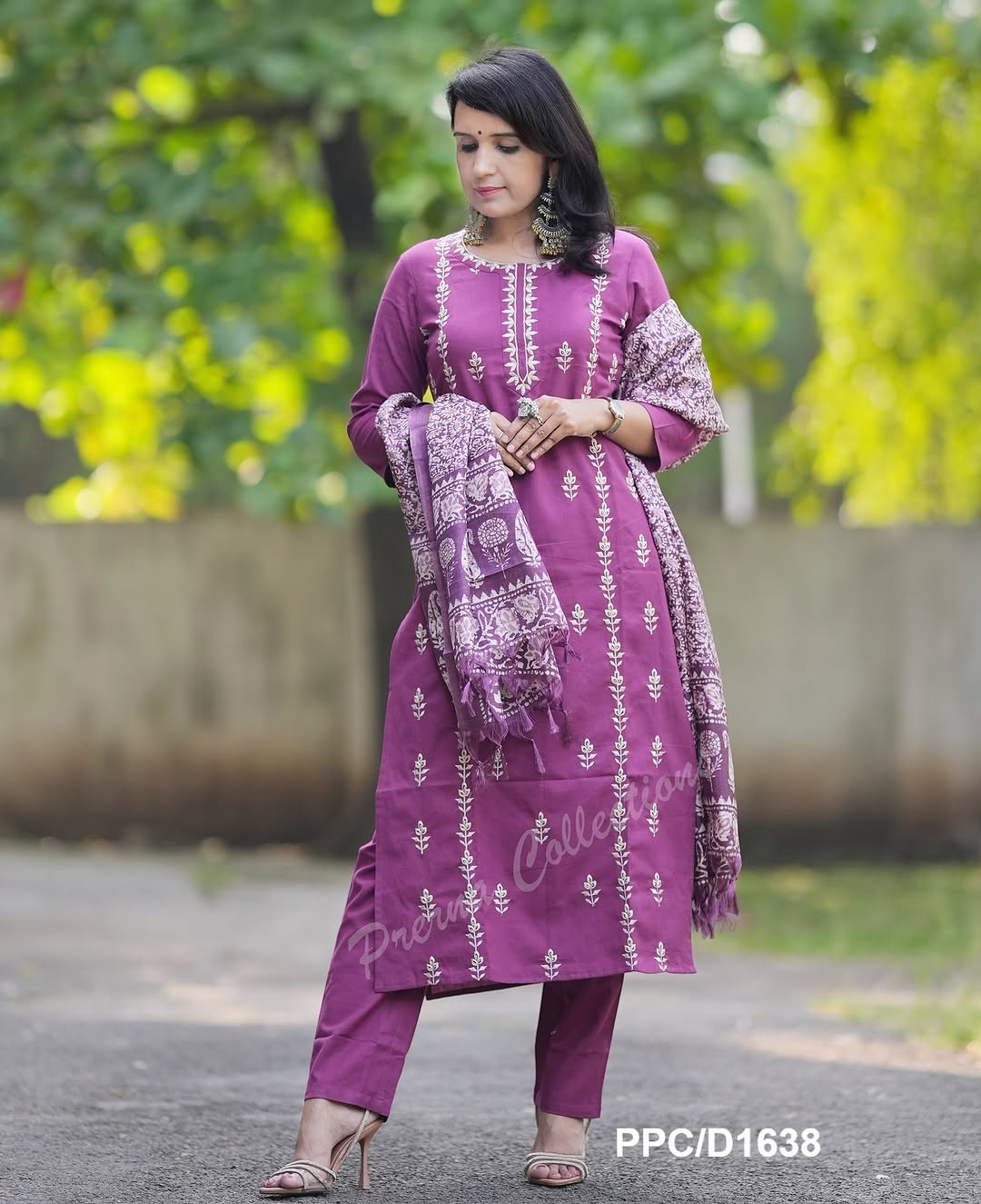 Festive Charm Embroidered Cotton & Khadi Silk Suit Set