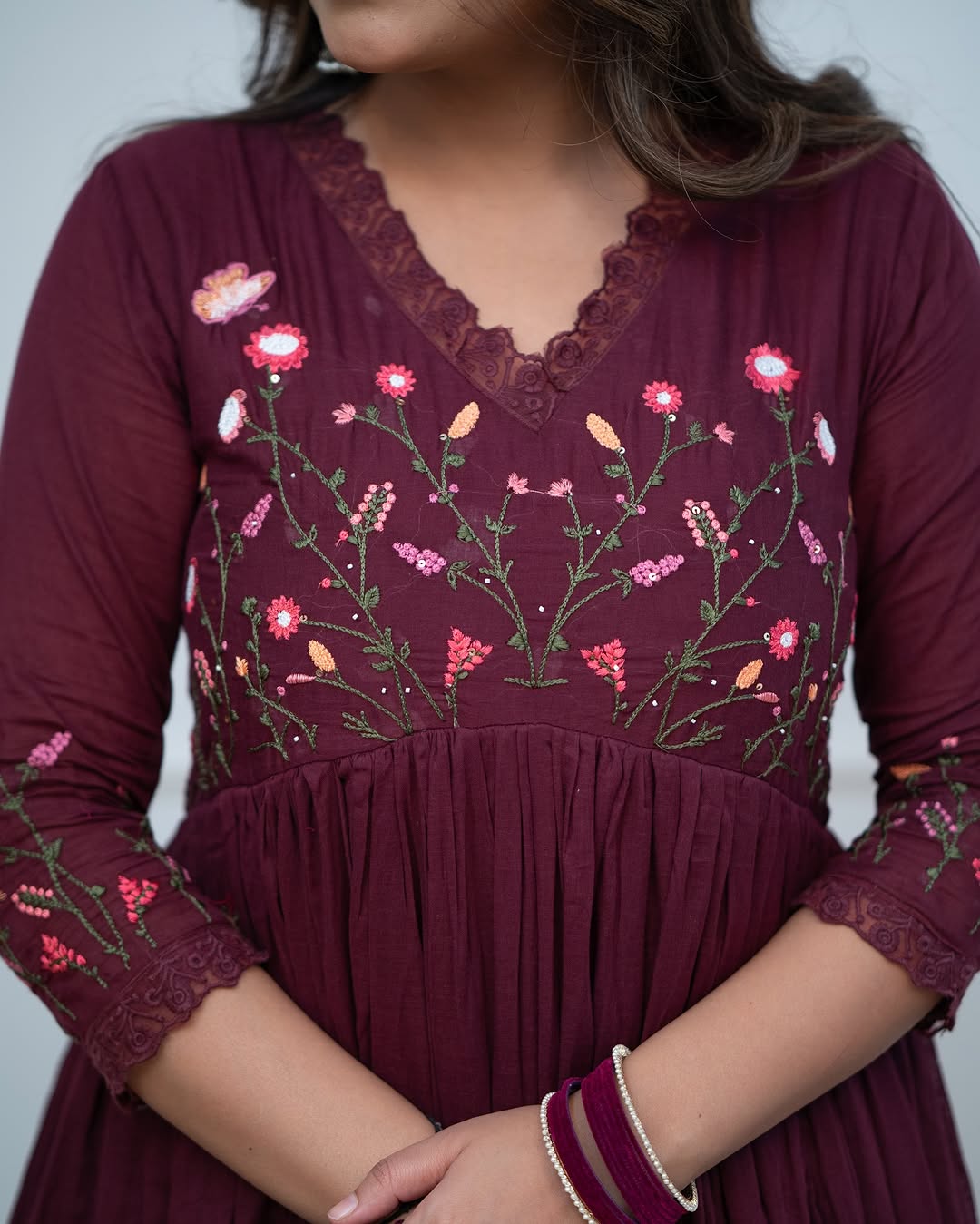 Beautiful Neck Line Embroidery Cotton Kurta Set
