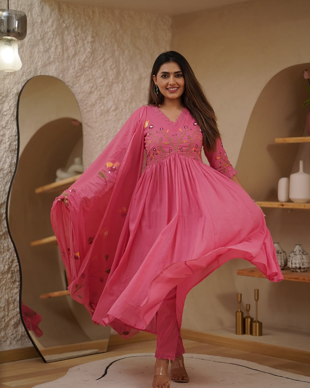 Beautiful Neck Line Embroidery Cotton Kurta Set