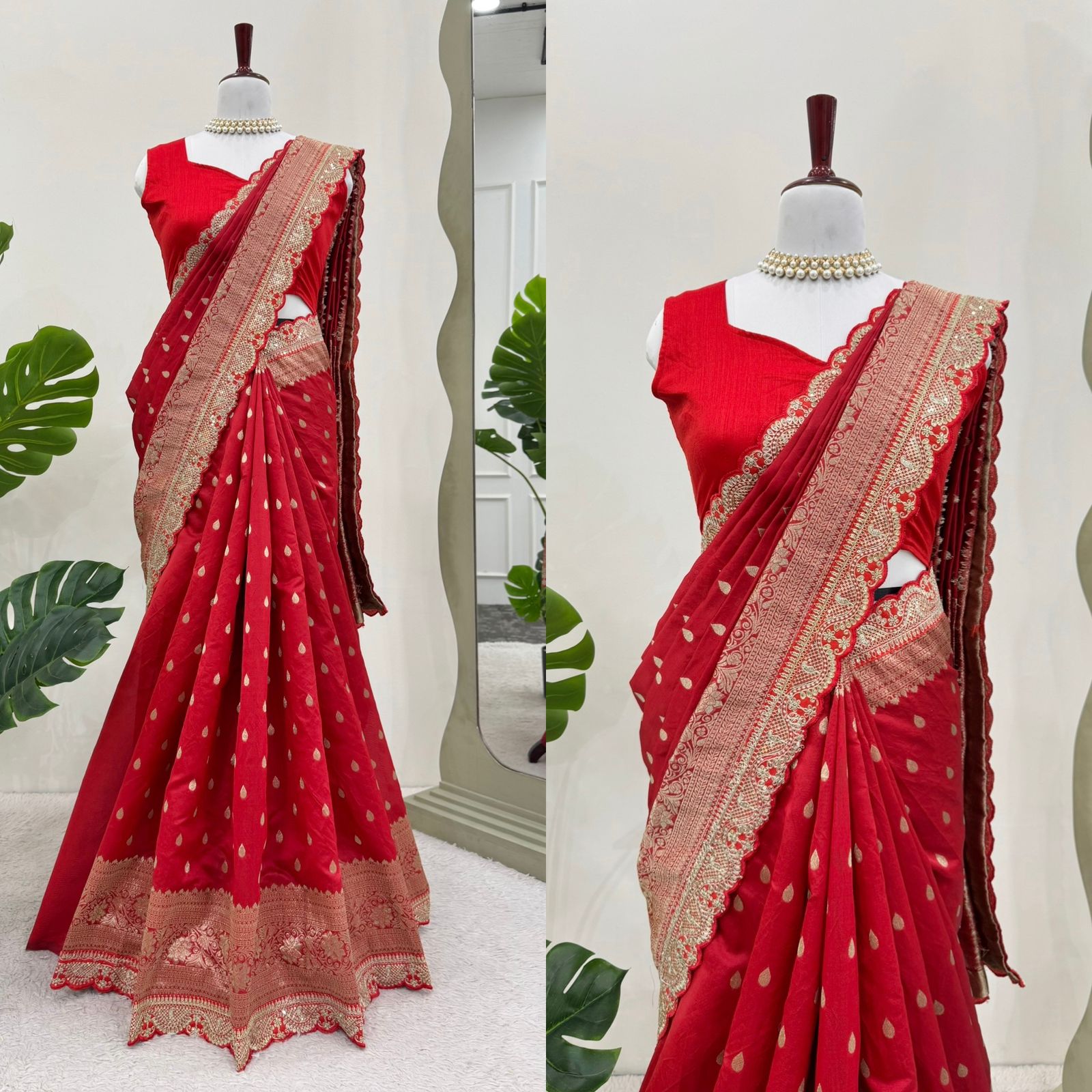 Kota Silk Saree with Coding & Sequin Lace Work Blouse