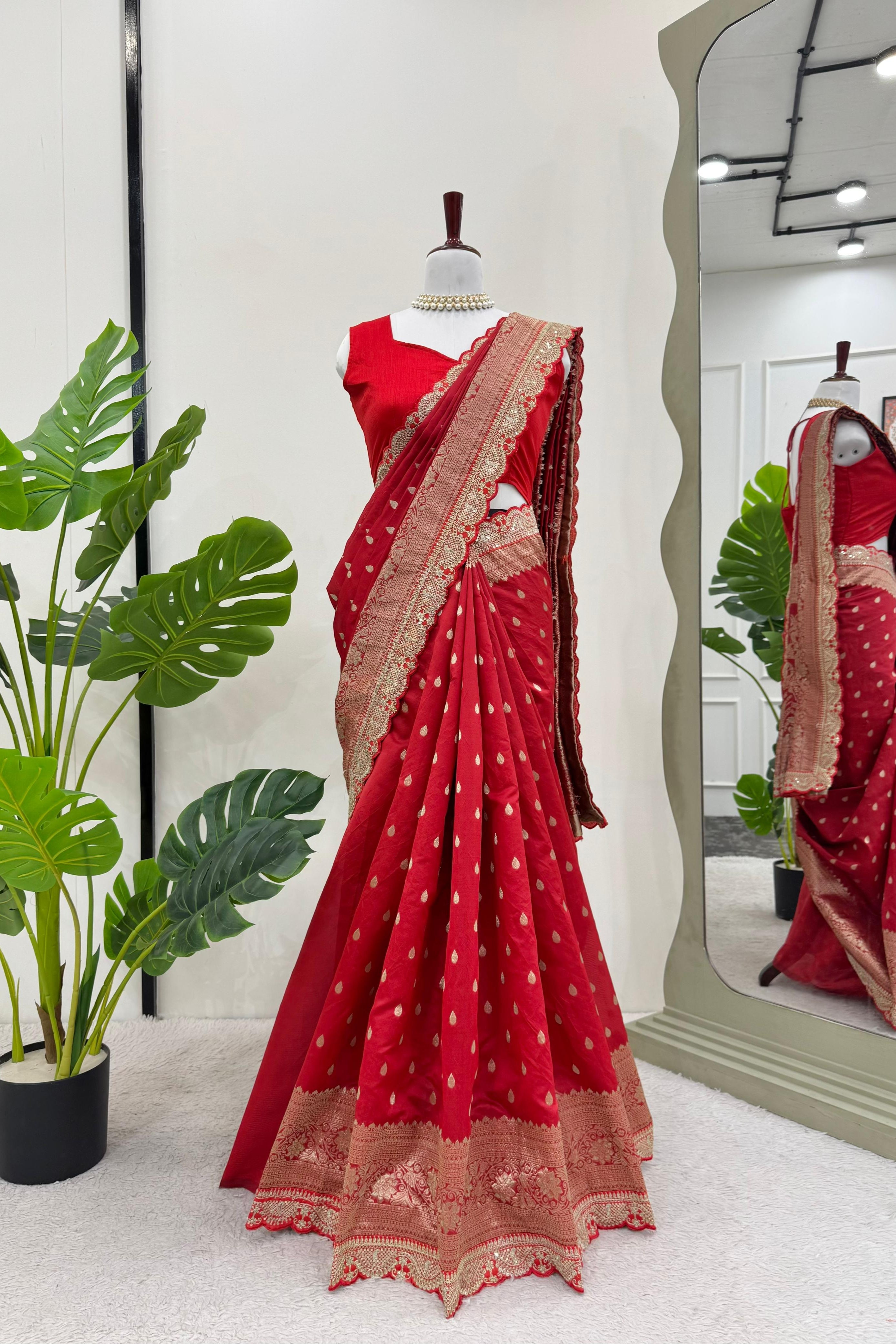 Kota Silk Saree with Coding & Sequin Lace Work Blouse