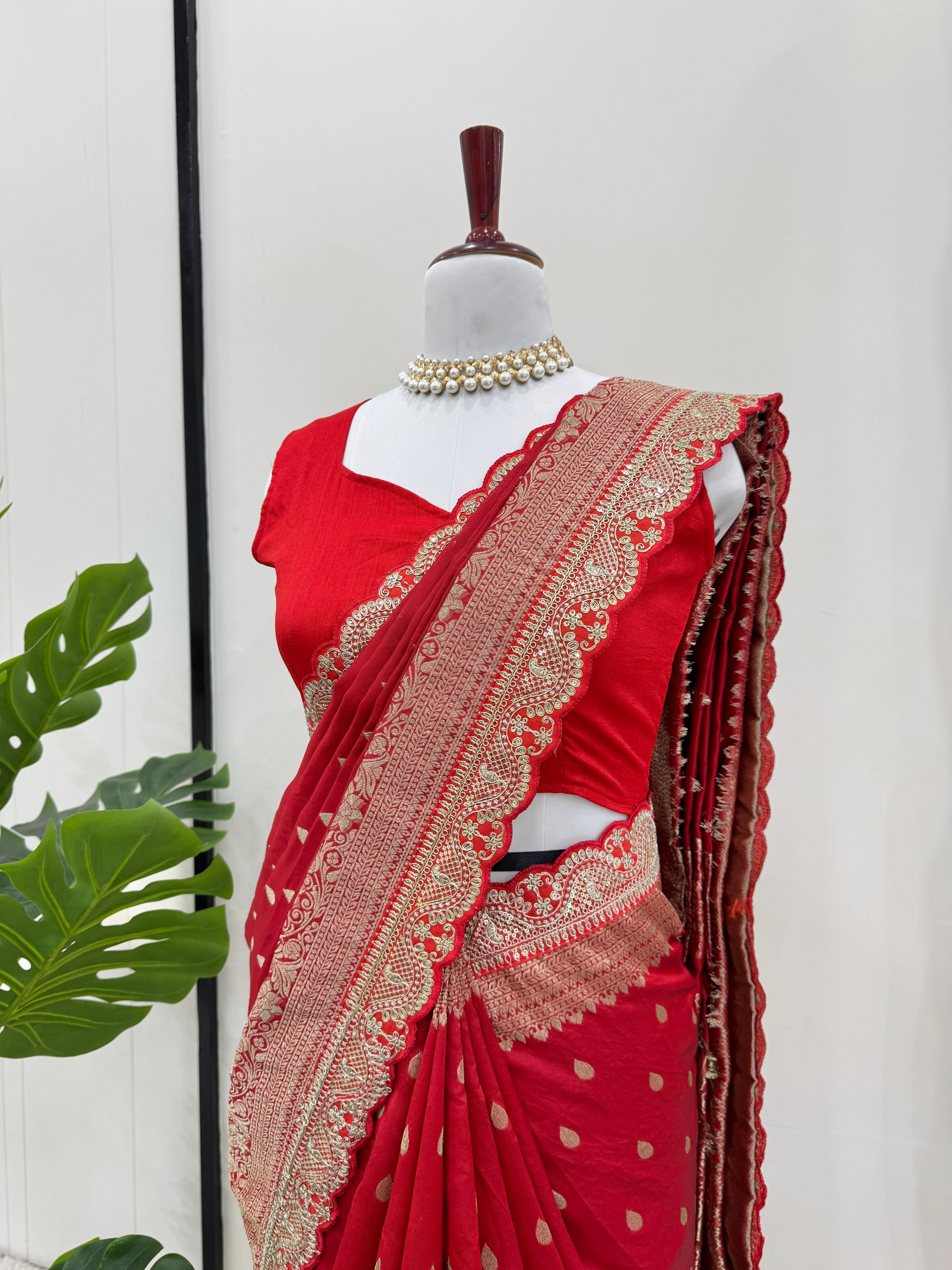 Kota Silk Saree with Coding & Sequin Lace Work Blouse