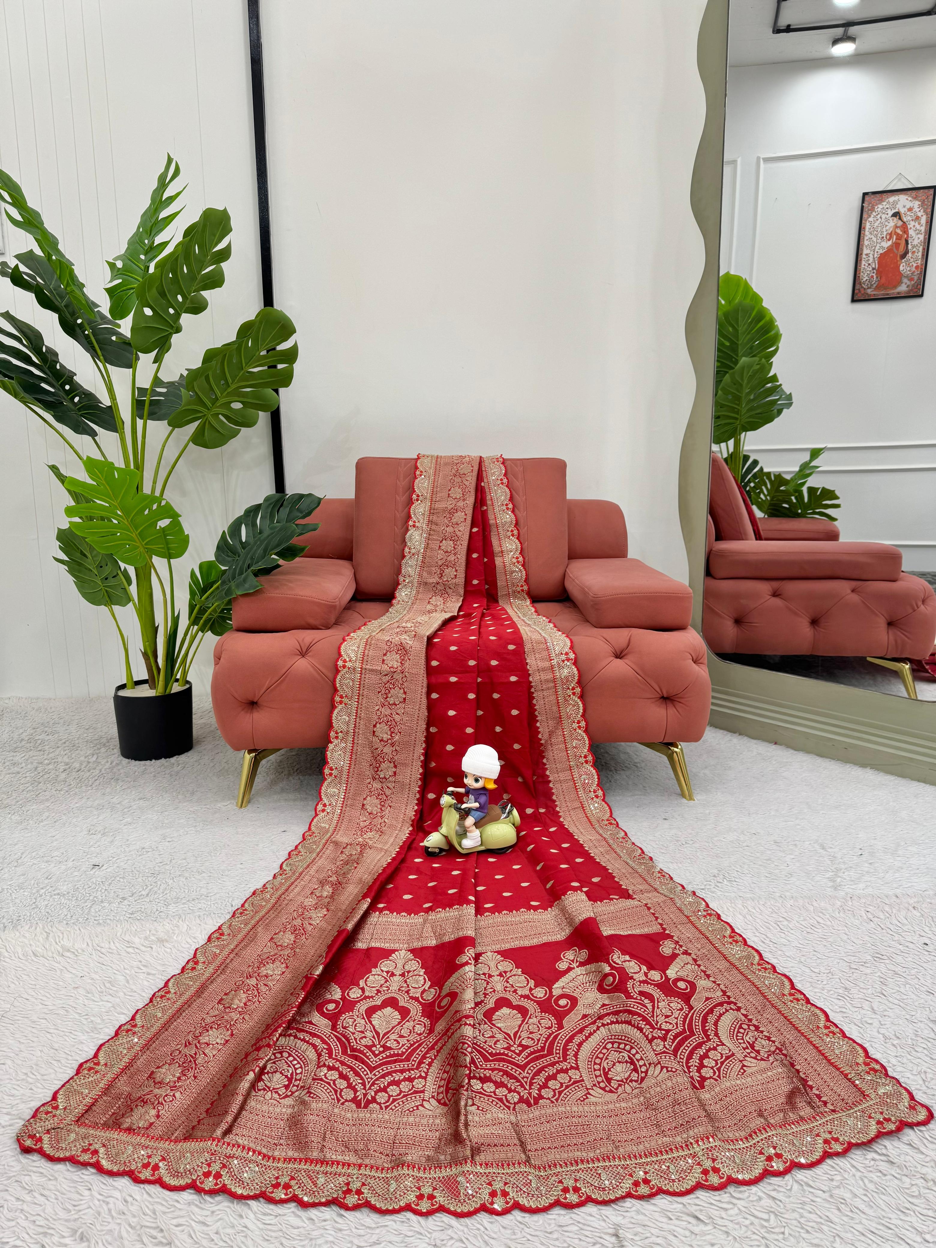 Kota Silk Saree with Coding & Sequin Lace Work Blouse