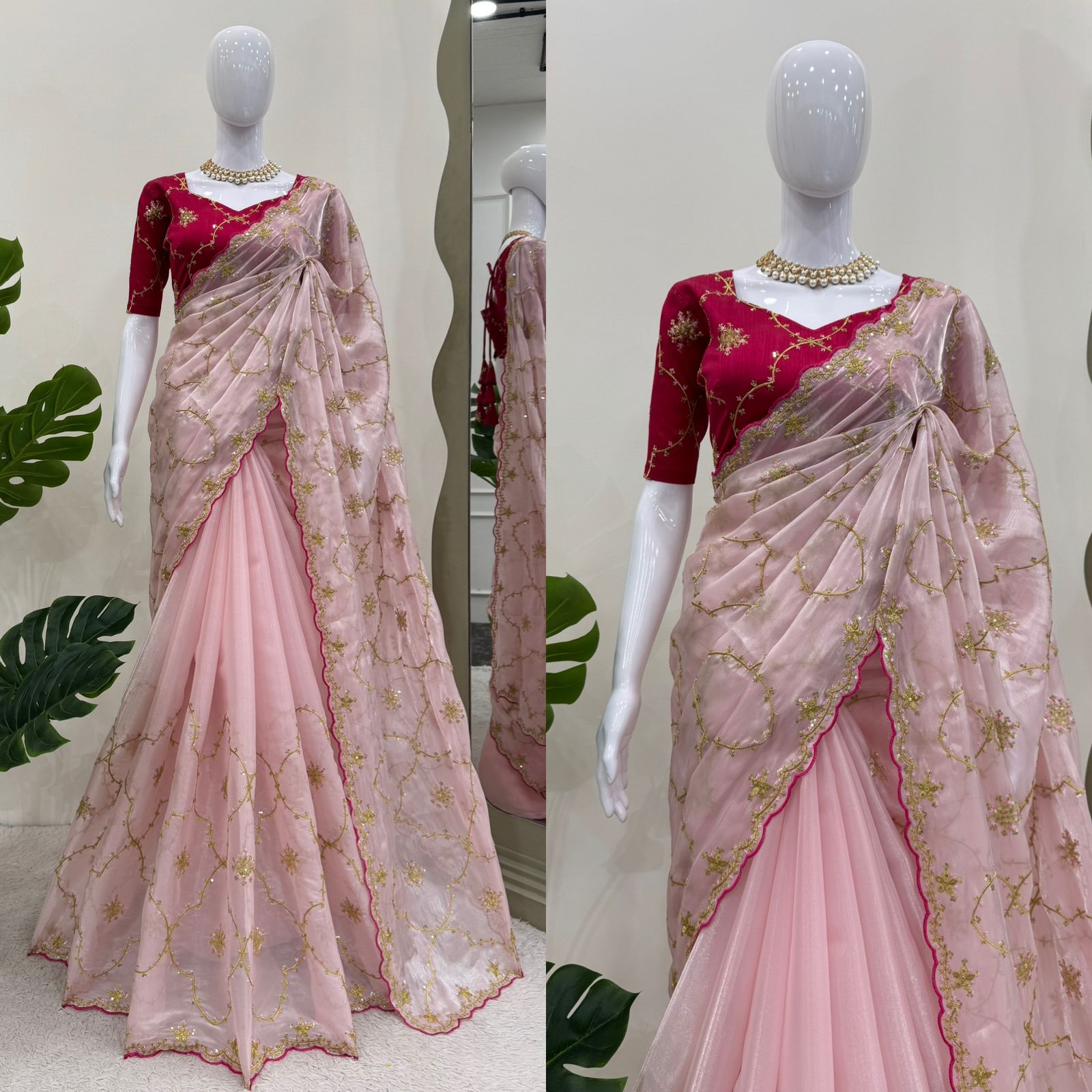 Zimmy Chu Designer Saree with Thread & Sequin Work