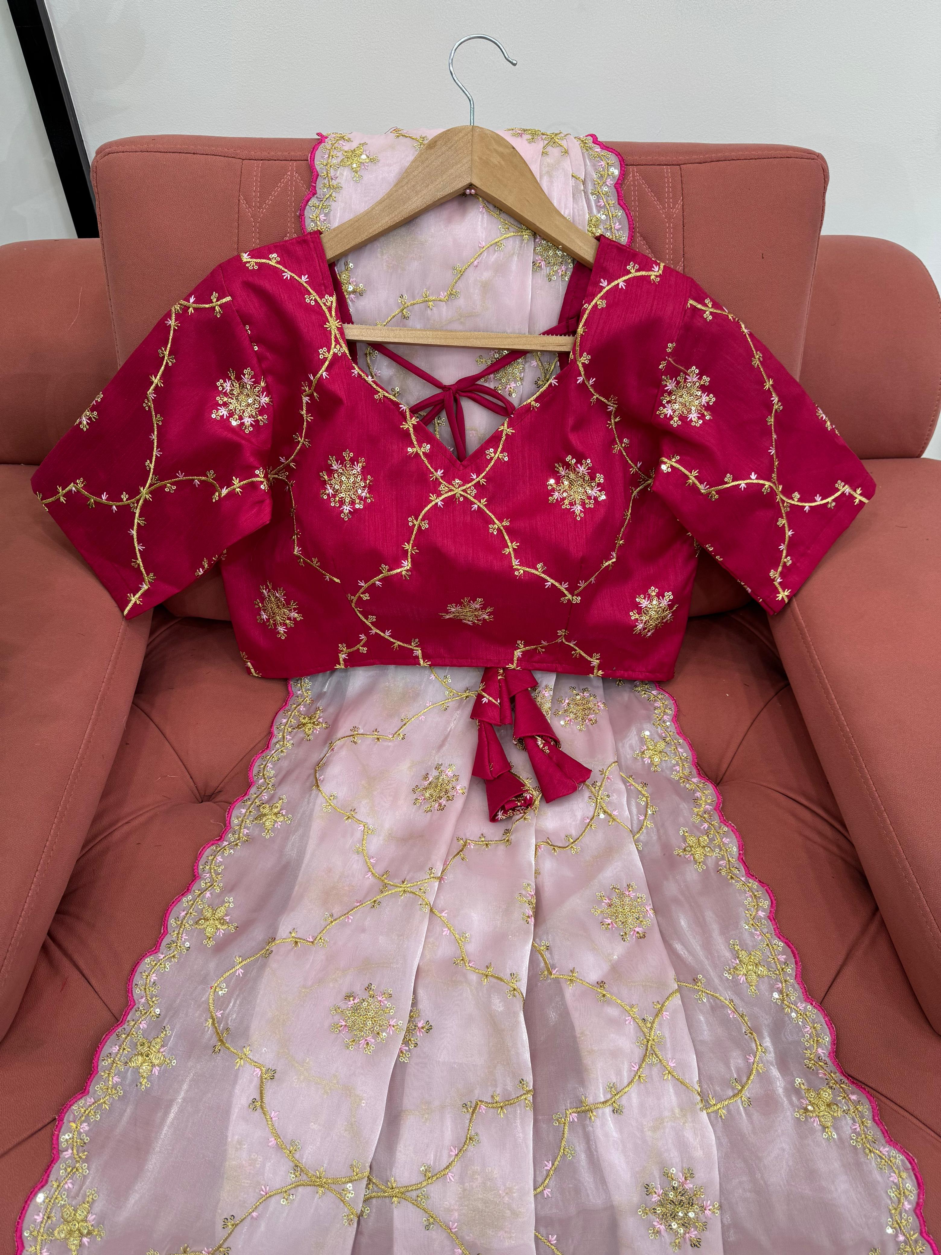 Zimmy Chu Designer Saree with Thread & Sequin Work