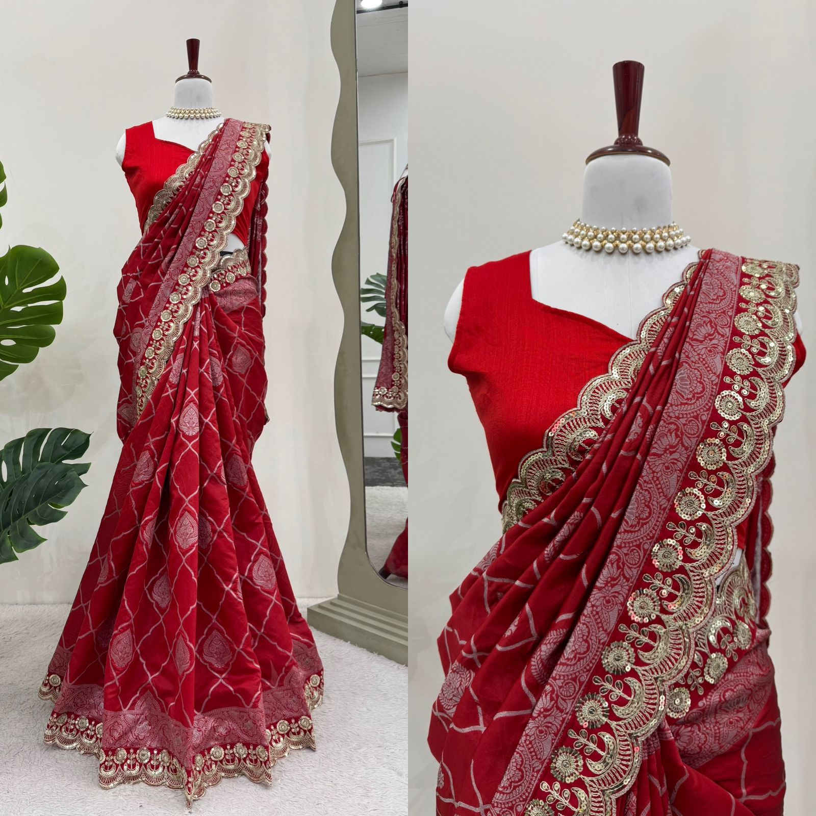 Designer Saree with Coding & Sequin Lace Work
