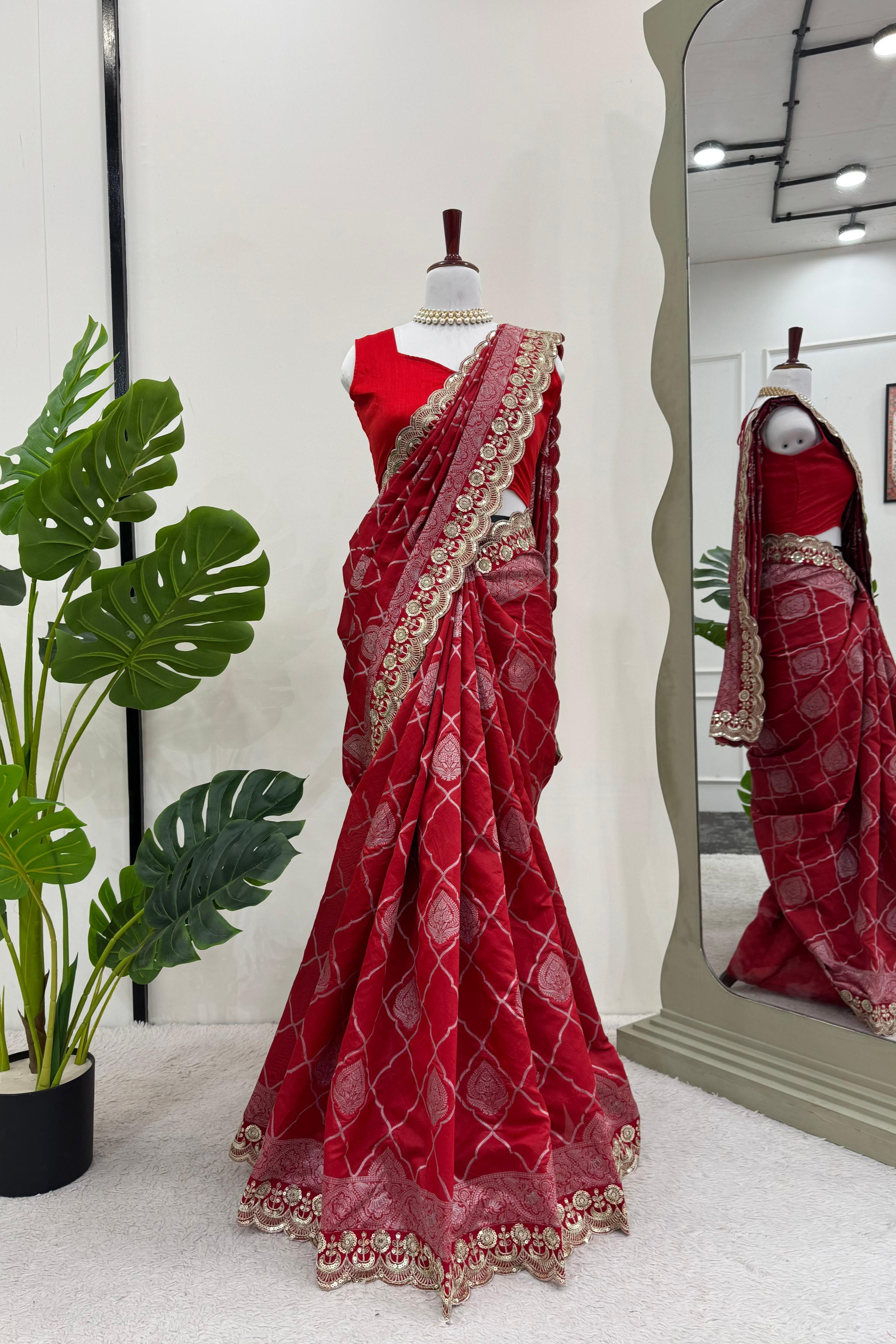 Designer Saree with Coding & Sequin Lace Work