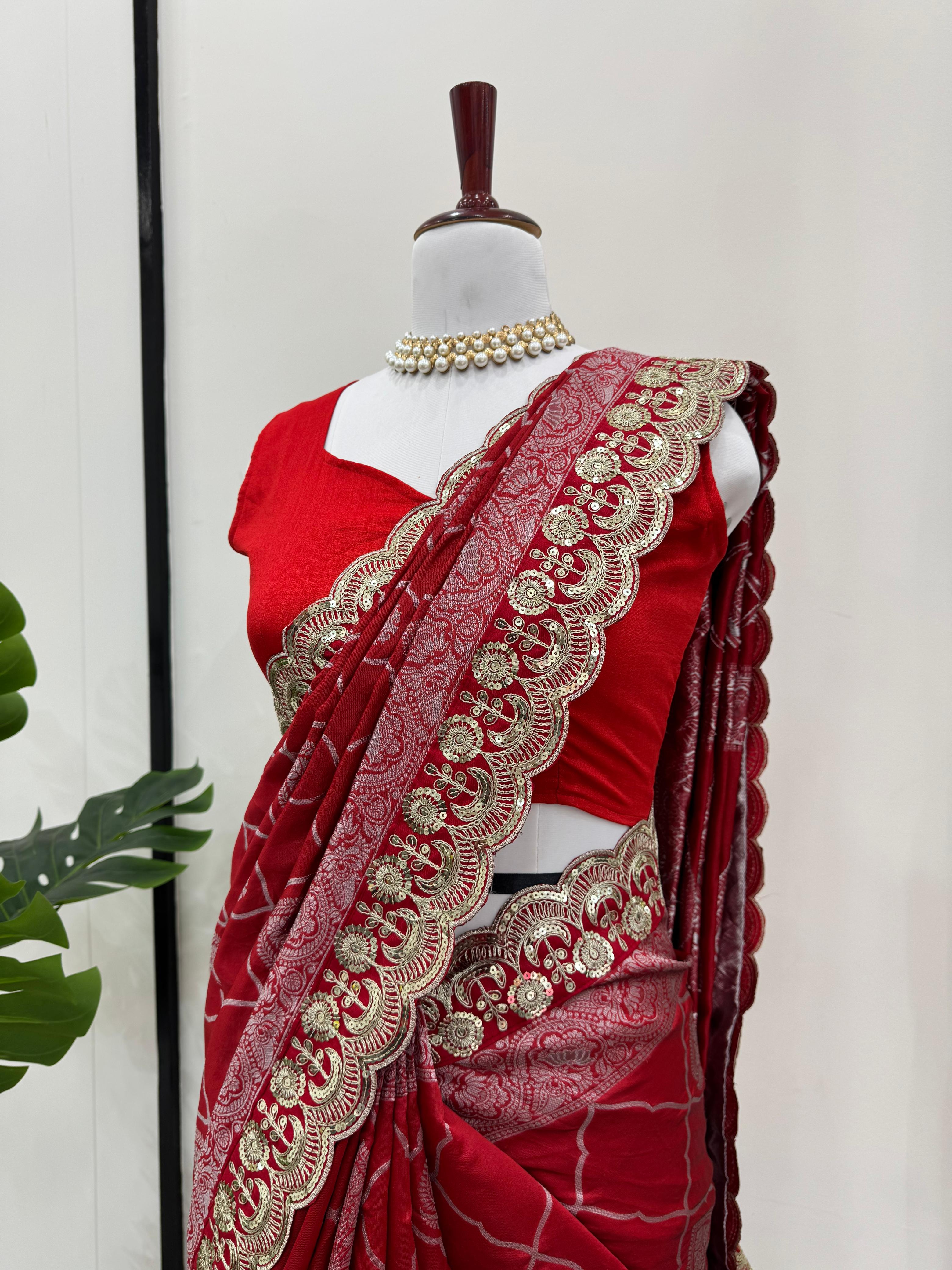 Designer Saree with Coding & Sequin Lace Work