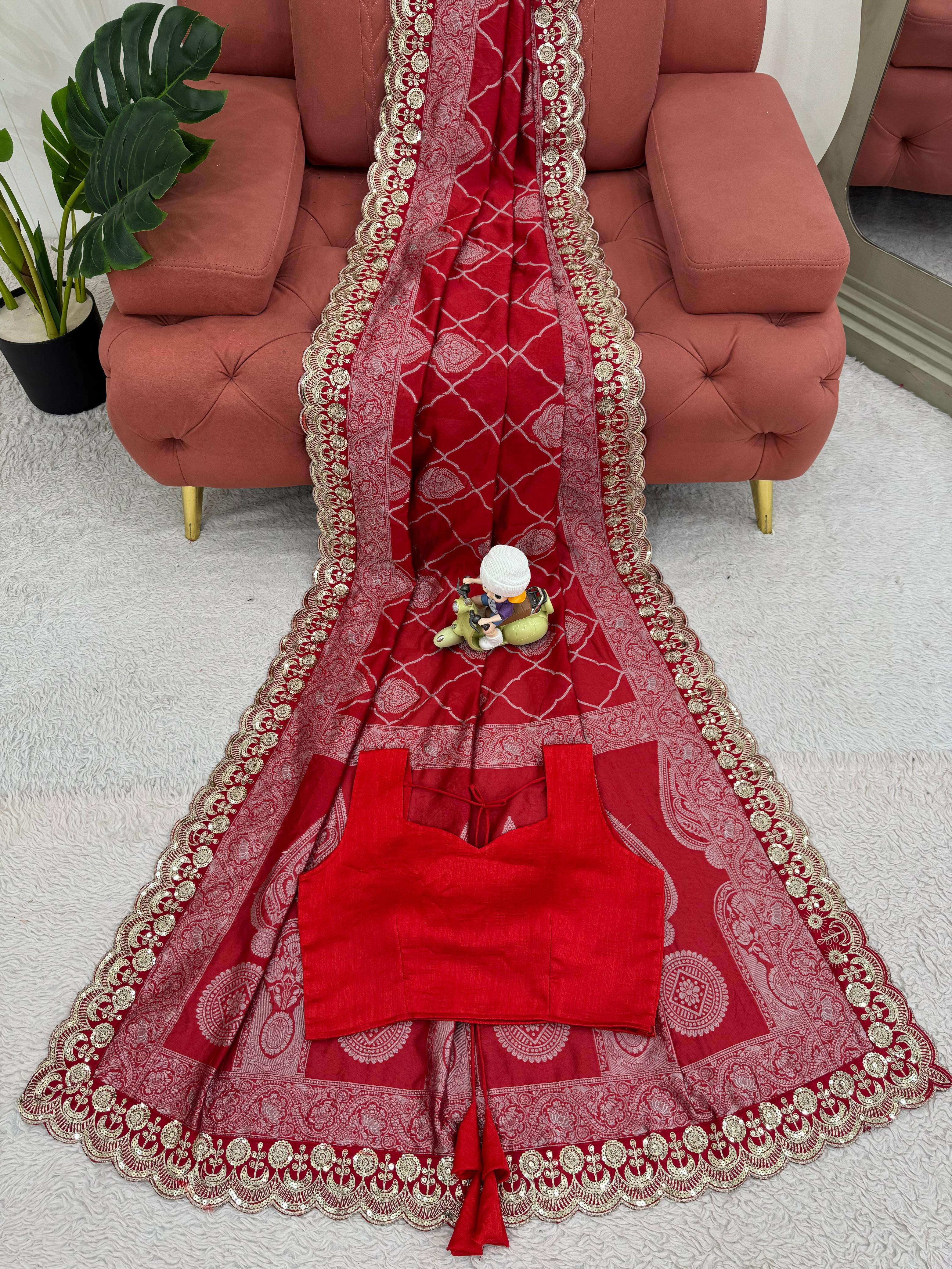 Designer Saree with Coding & Sequin Lace Work