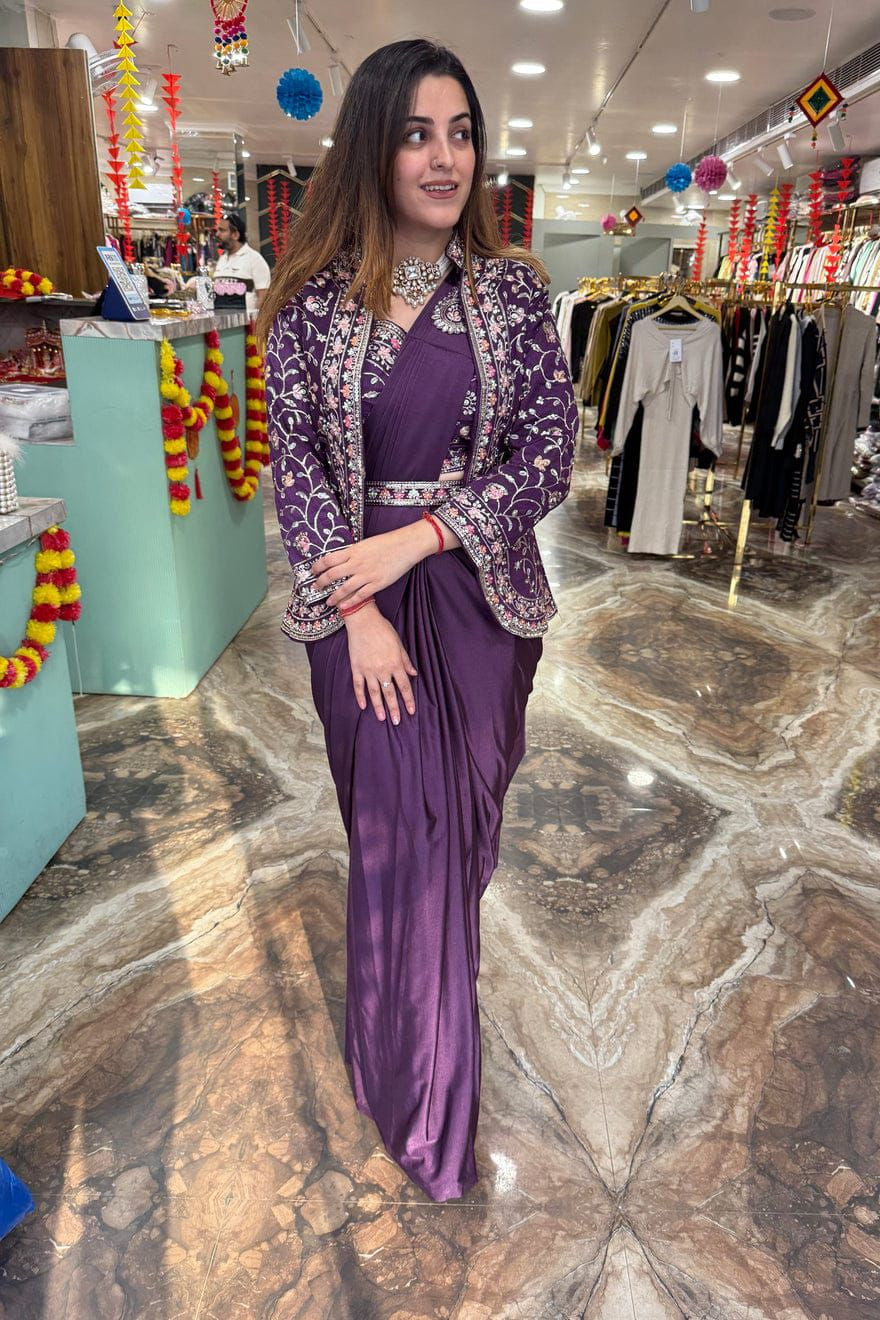 Rangoli Silk Indo-Western with Embroidered Ready-to-Wear Saree