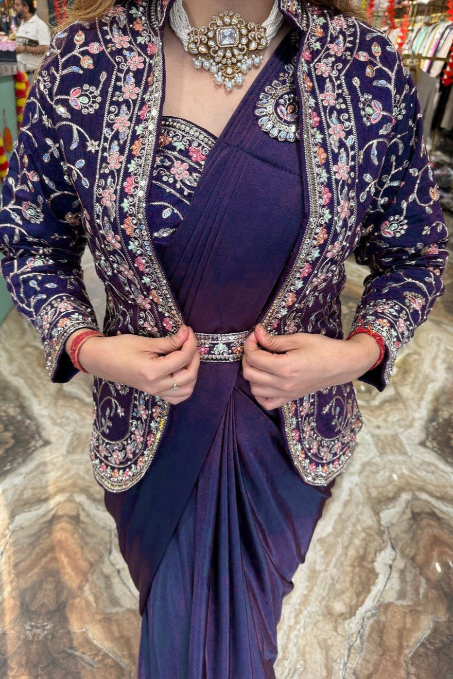 Rangoli Silk Indo-Western with Embroidered Ready-to-Wear Saree