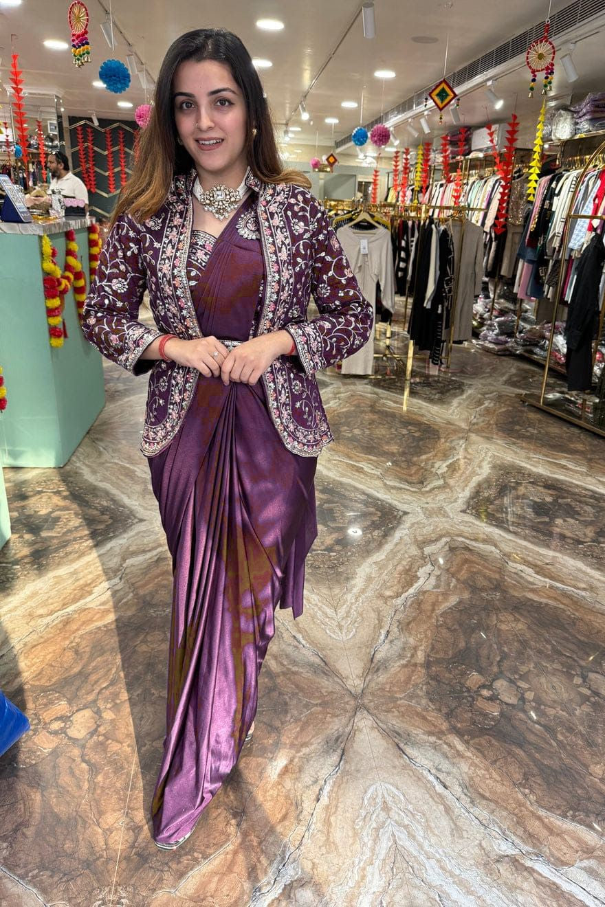 Rangoli Silk Indo-Western with Embroidered Ready-to-Wear Saree