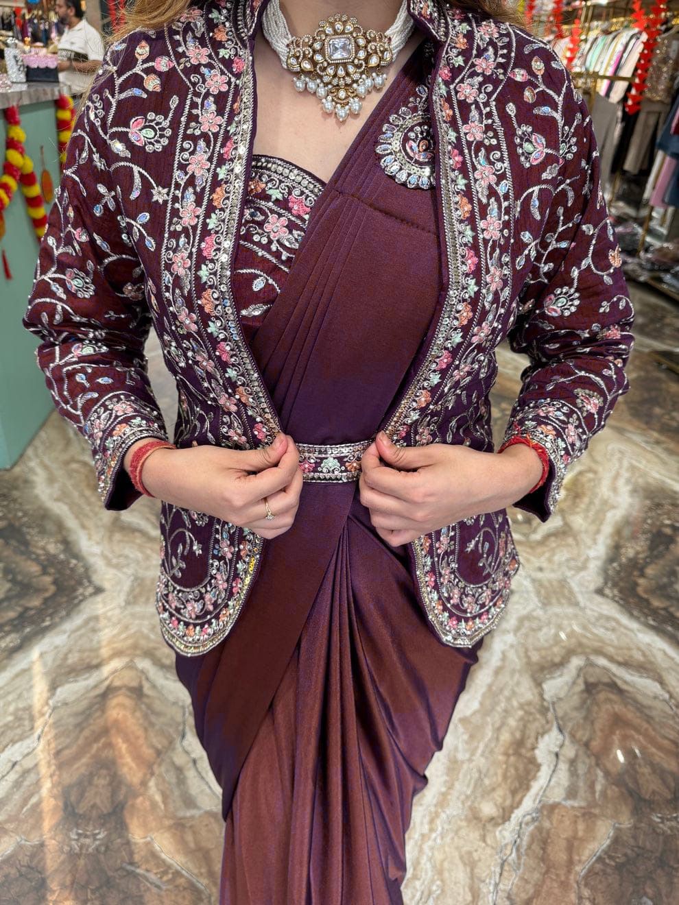 Rangoli Silk Indo-Western with Embroidered Ready-to-Wear Saree