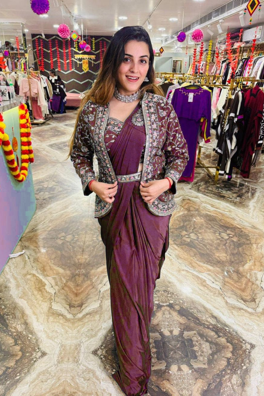 Rangoli Silk Indo-Western with Embroidered Ready-to-Wear Saree