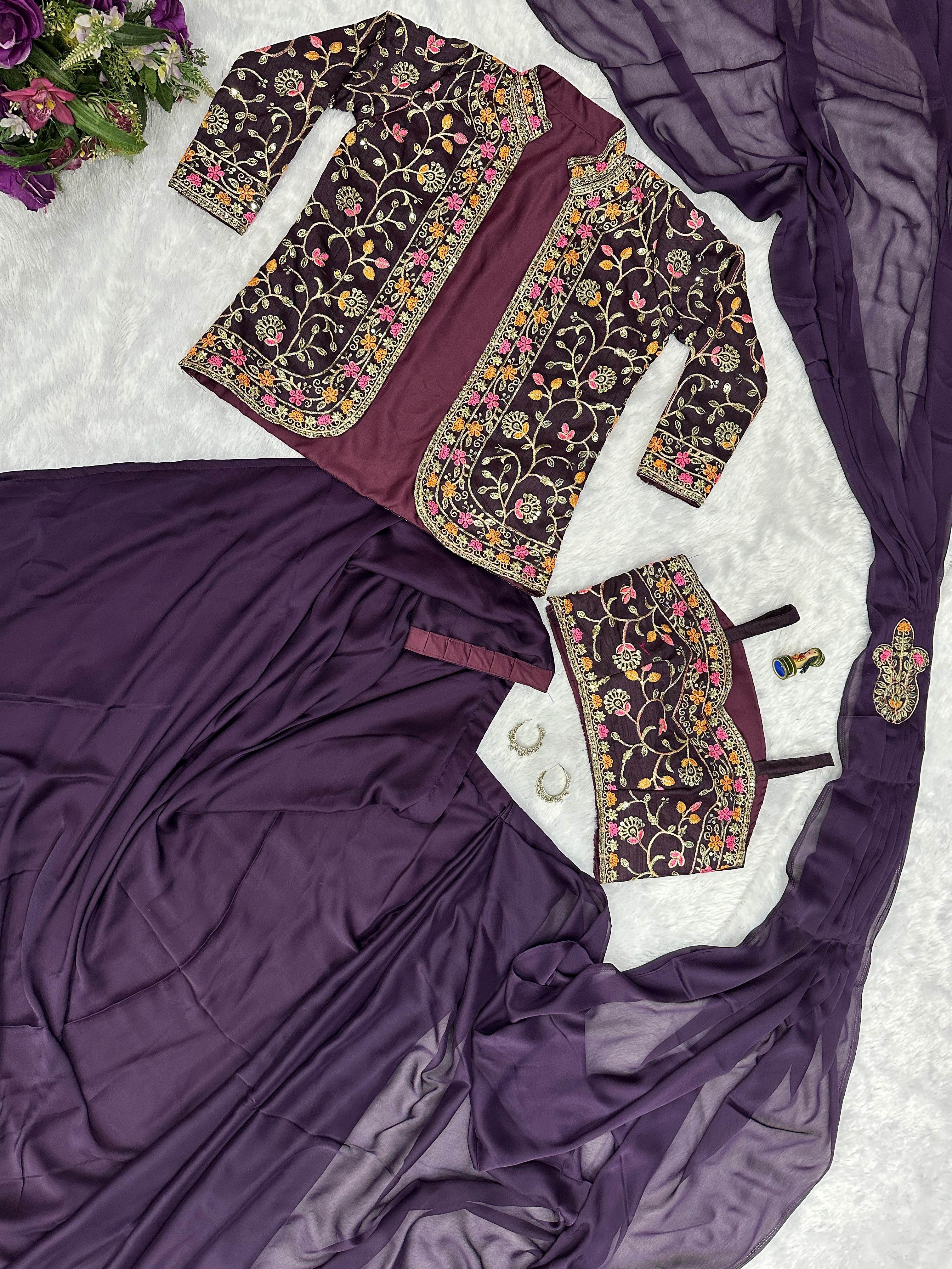 Rangoli Silk Indo-Western with Embroidered Ready-to-Wear Saree