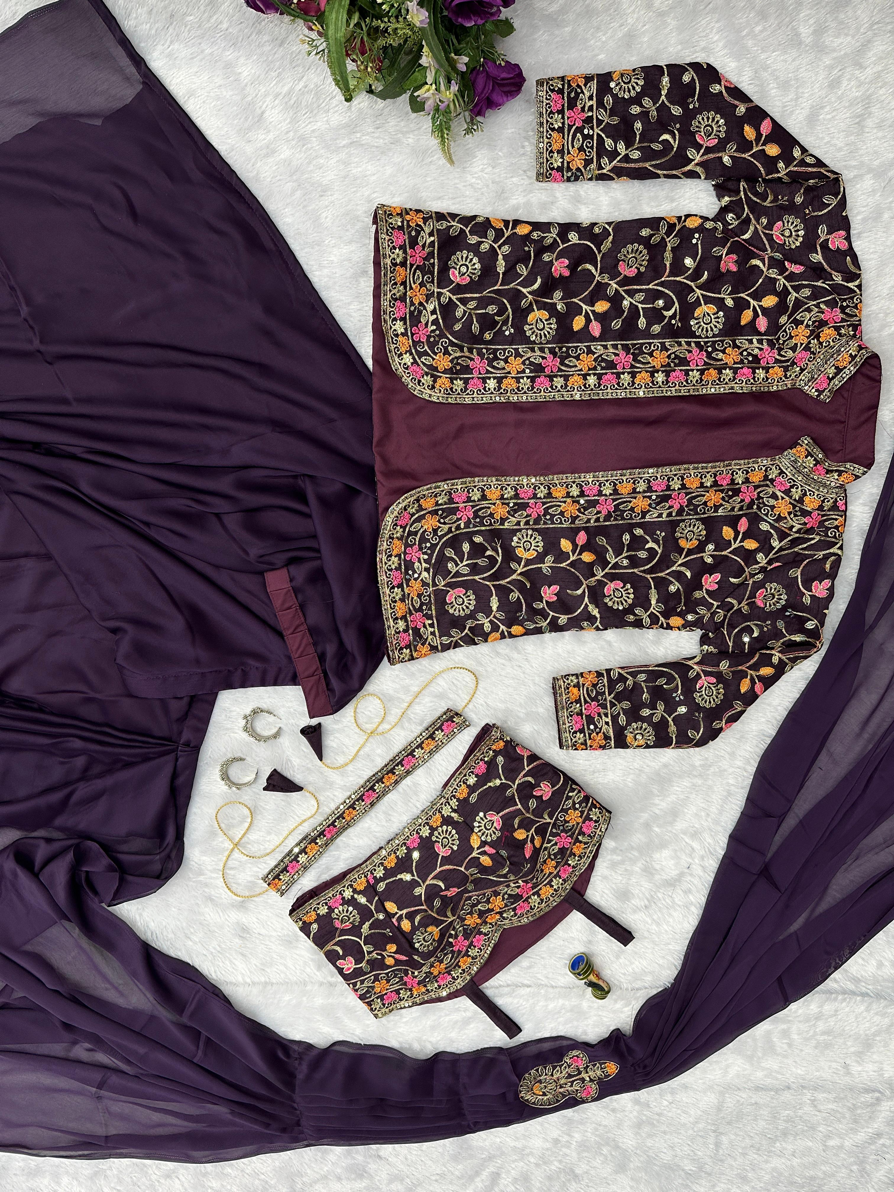Rangoli Silk Indo-Western with Embroidered Ready-to-Wear Saree