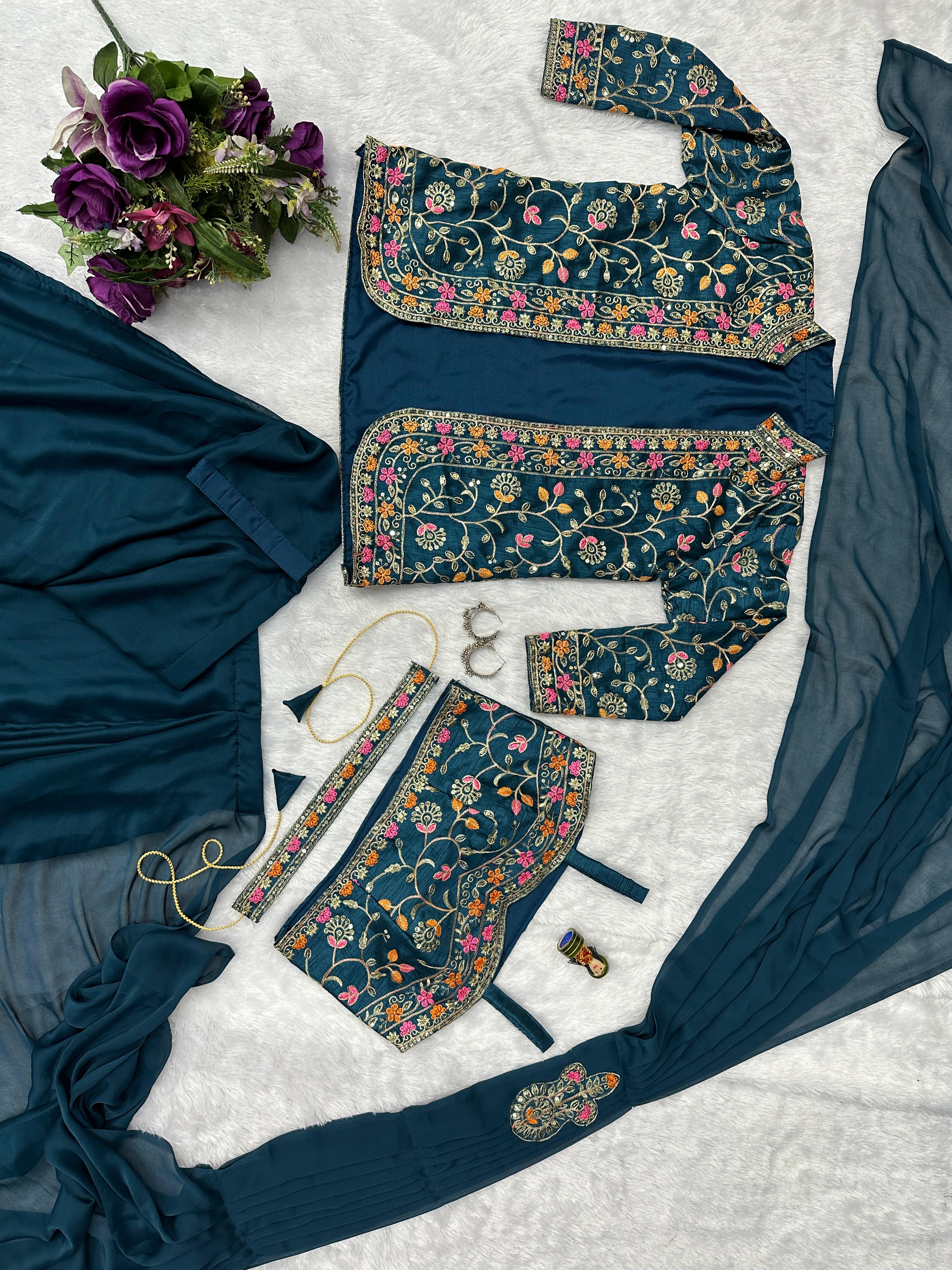 Rangoli Silk Indo-Western with Embroidered Ready-to-Wear Saree