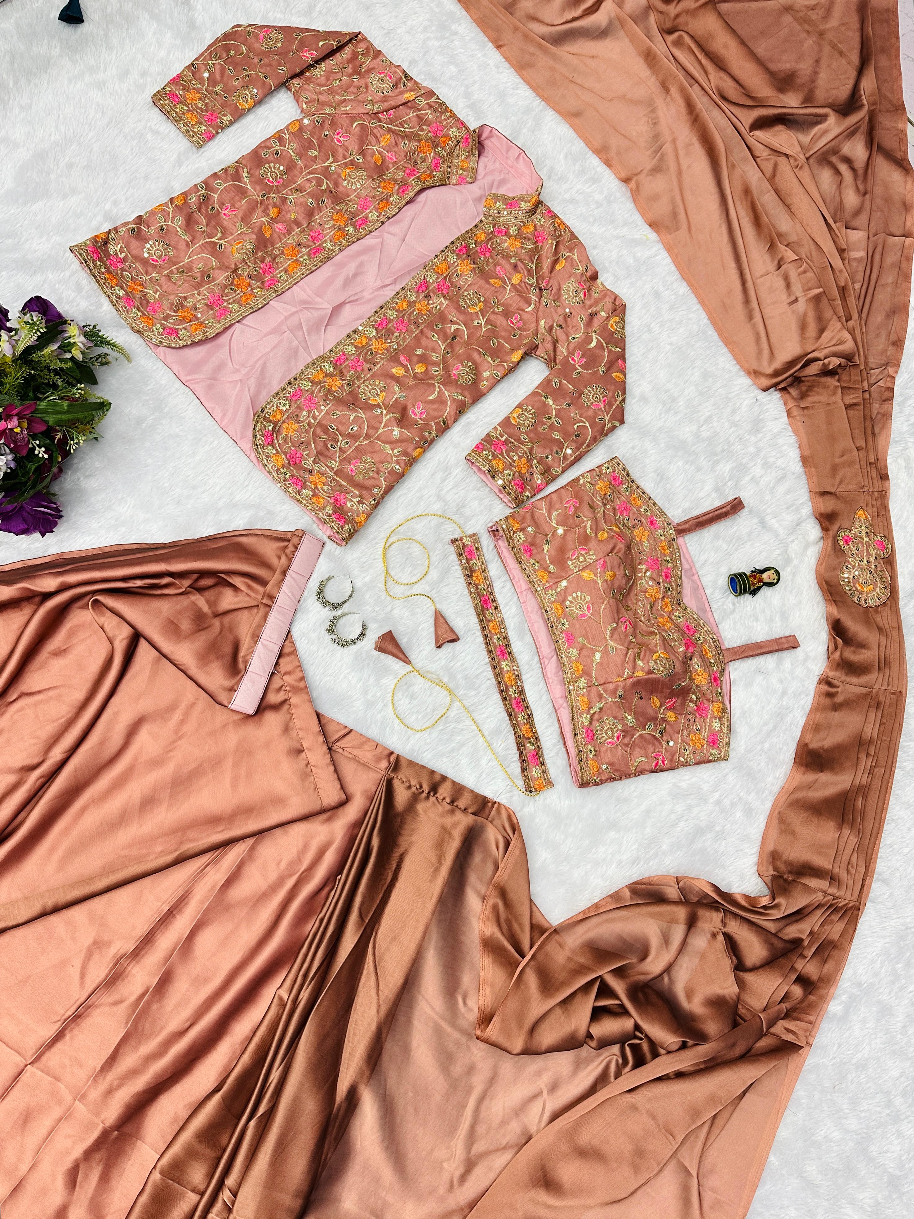 Rangoli Silk Indo-Western with Embroidered Ready-to-Wear Saree