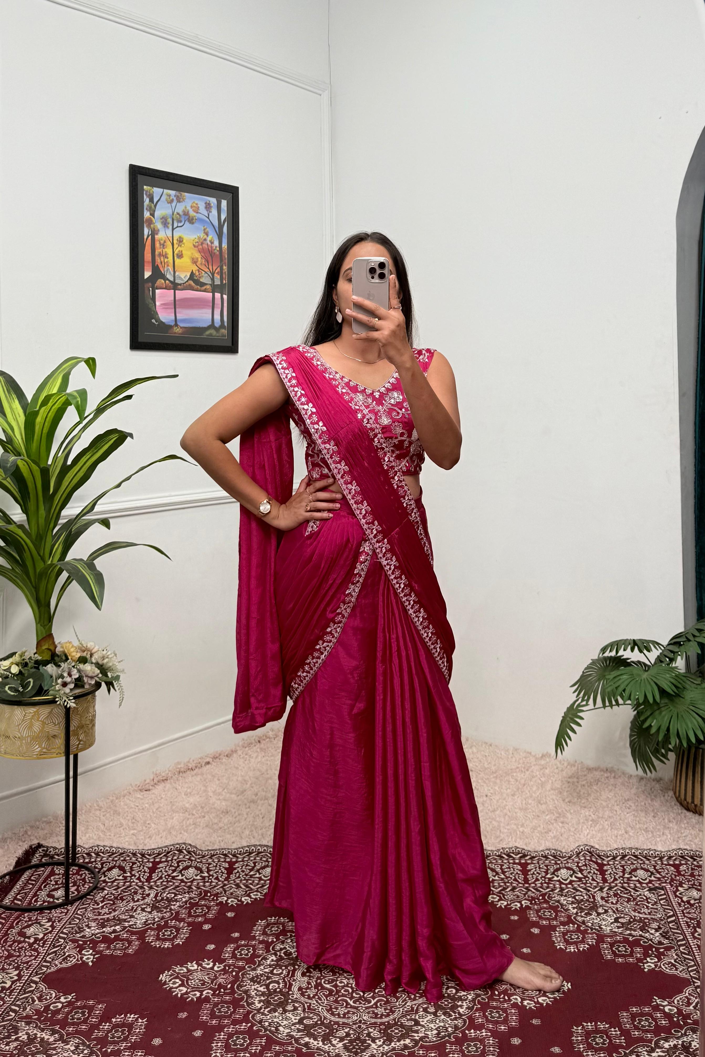 Traditional Premium Chinon Indo-Western Lehenga Saree
