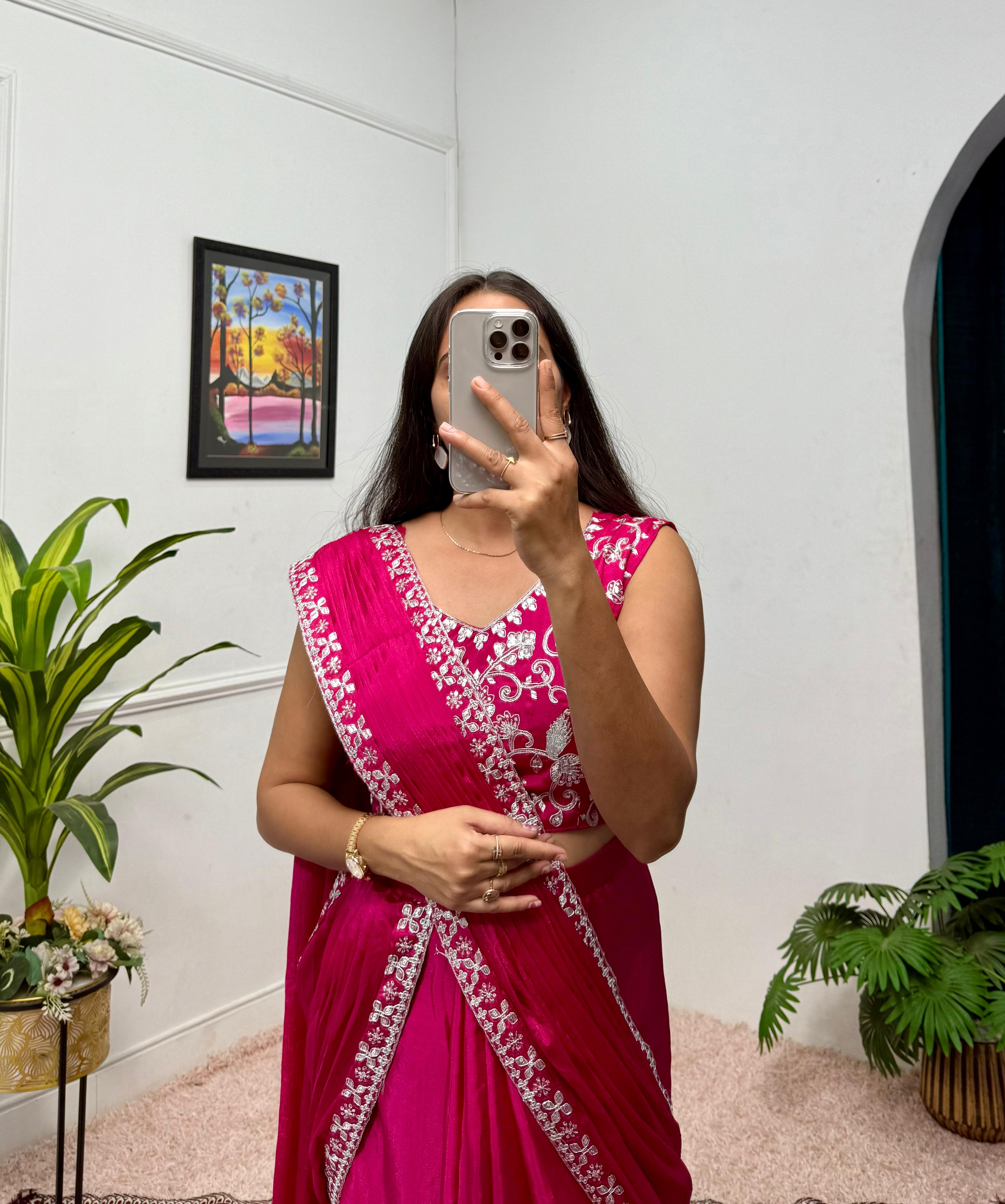 Traditional Premium Chinon Indo-Western Lehenga Saree