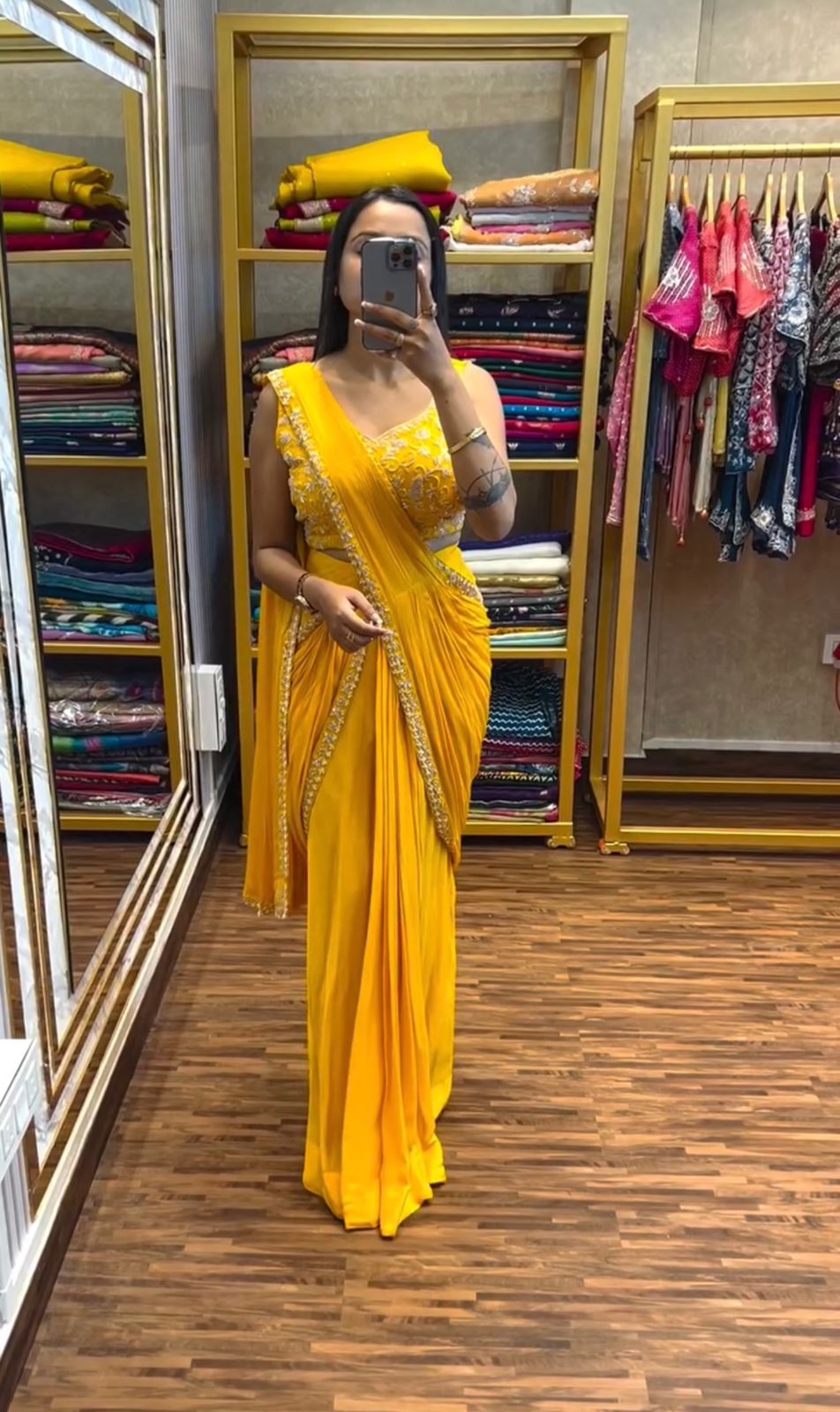 Traditional Premium Chinon Indo-Western Lehenga Saree