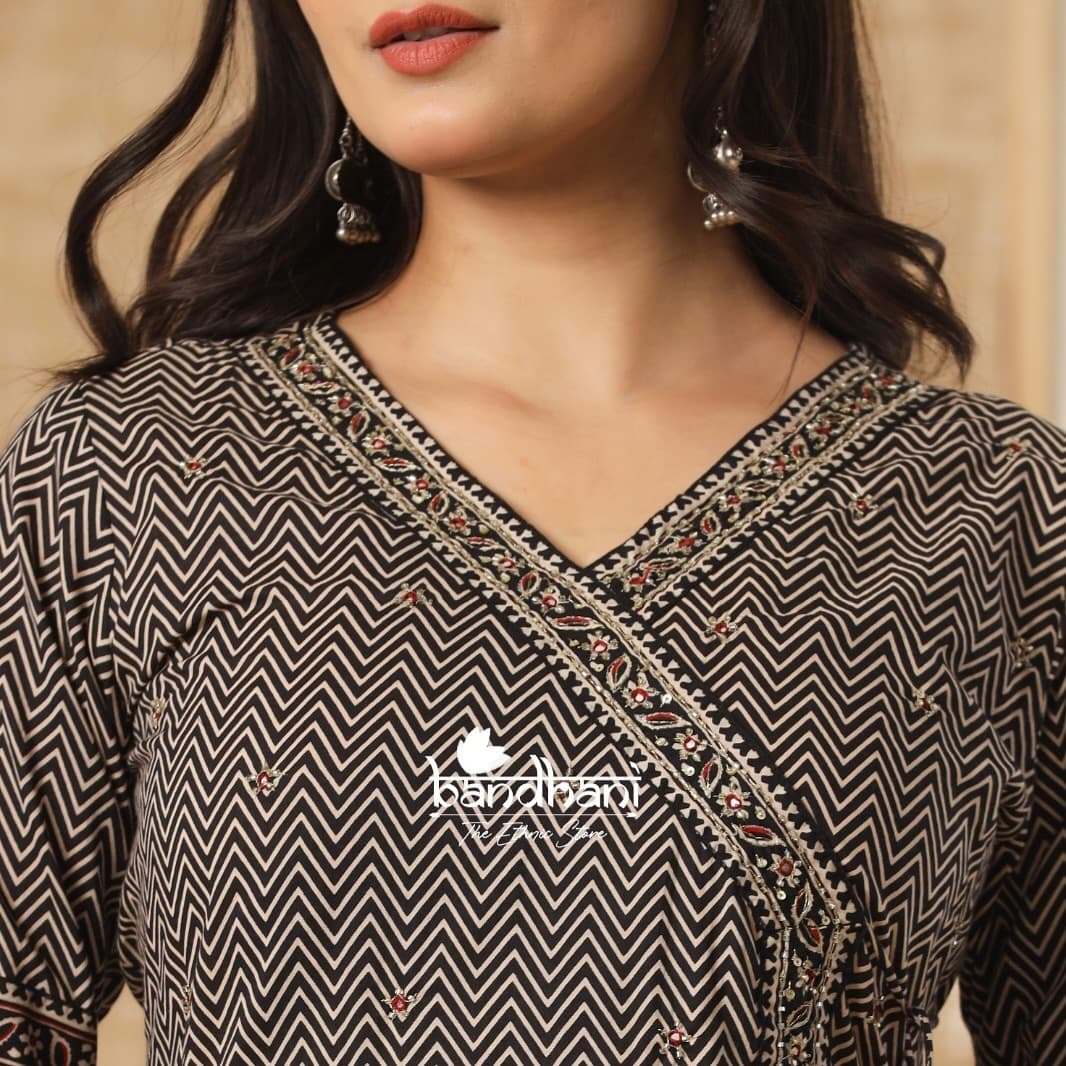 Black Anarkali Kurti Pant Dupatta Set