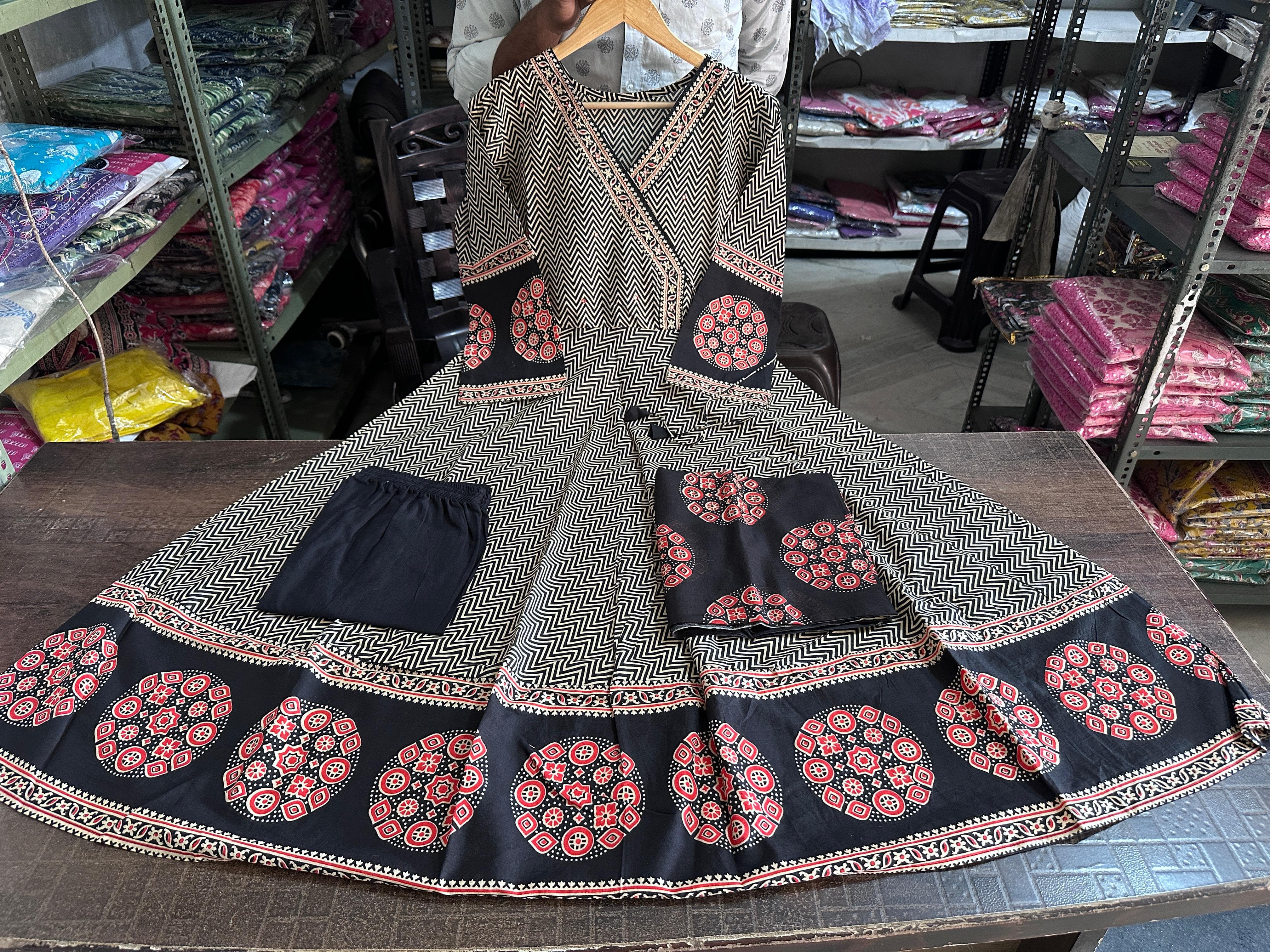 Black Anarkali Kurti Pant Dupatta Set