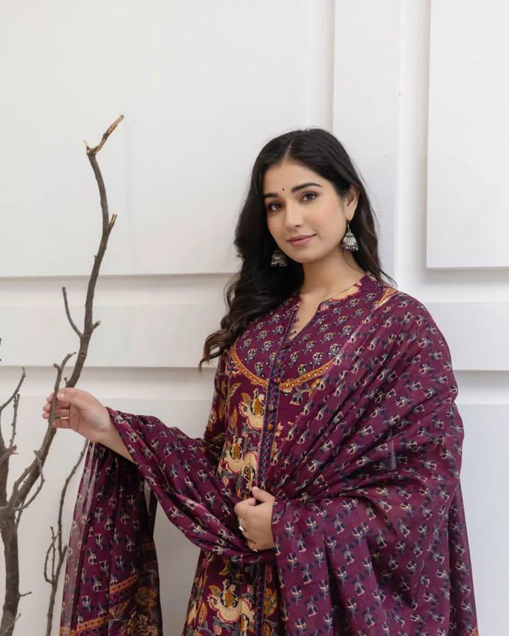 Traditional Anarkali Kurta Pant And Dupatta Set