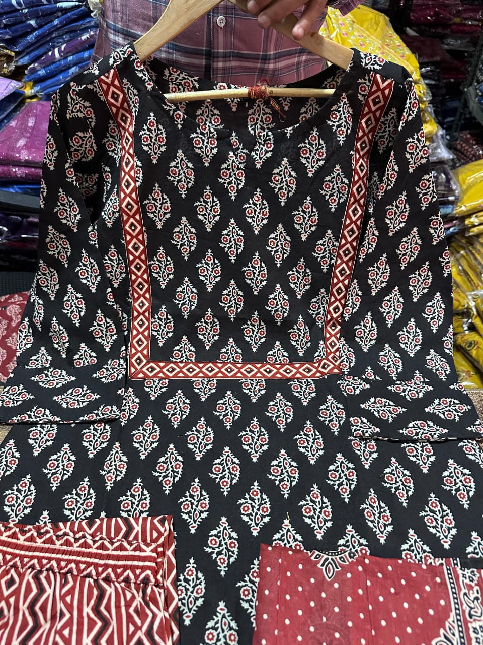 Heavy Cotton Sequence Kurti Pant Dupatta Set