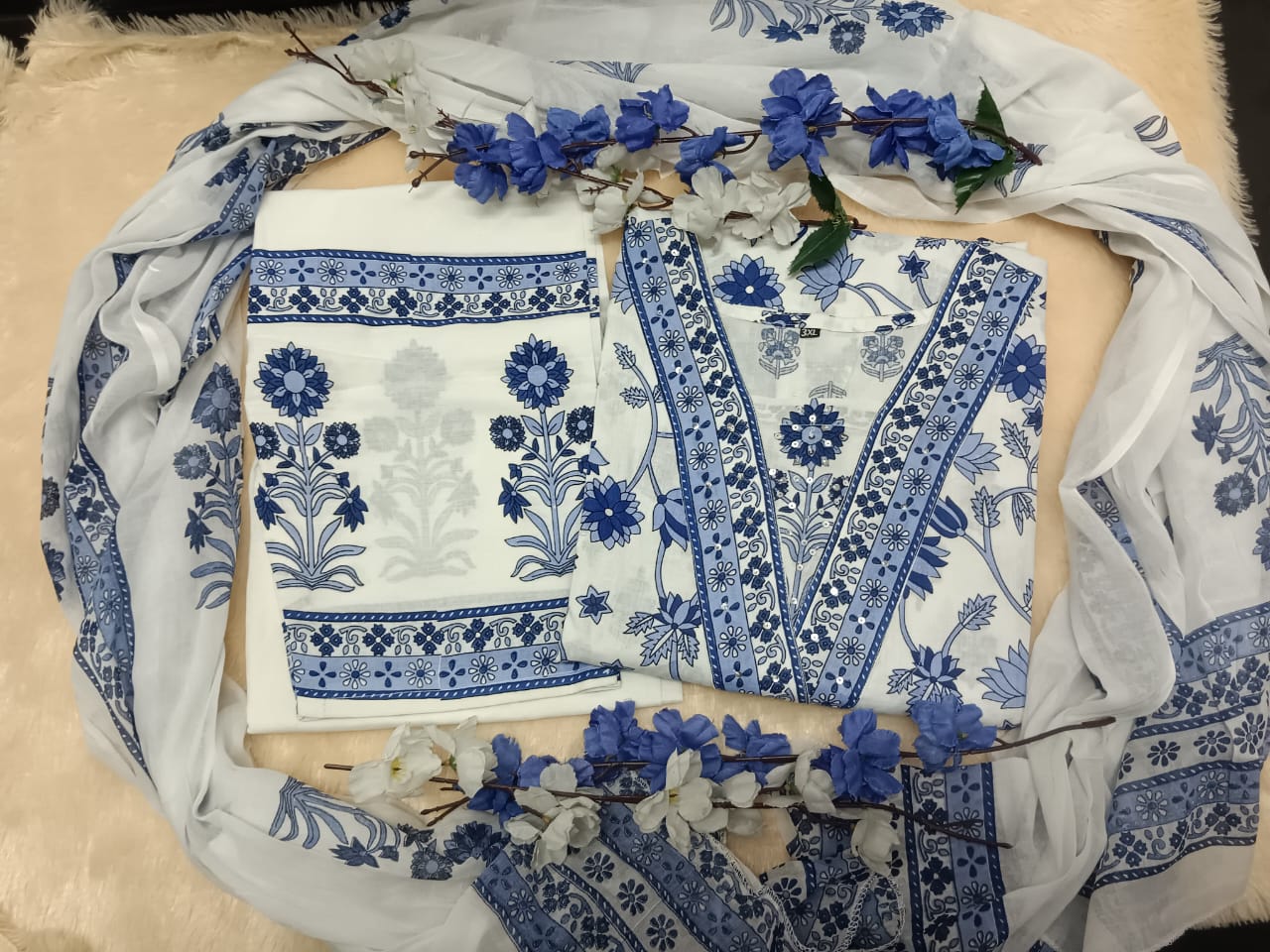 Trending Floral Soft Cotton Kurta Set