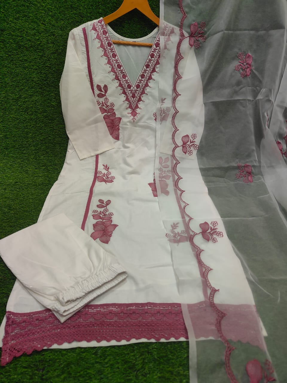 Beautiful Heavy Embroidered Cotton 3-Piece Set