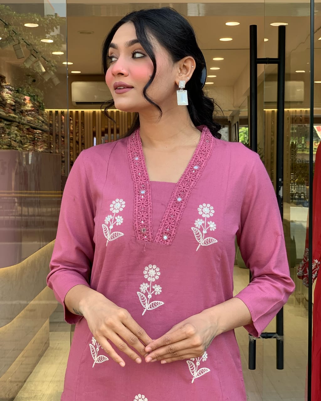 Festive Embroidered Cotton Suit Set