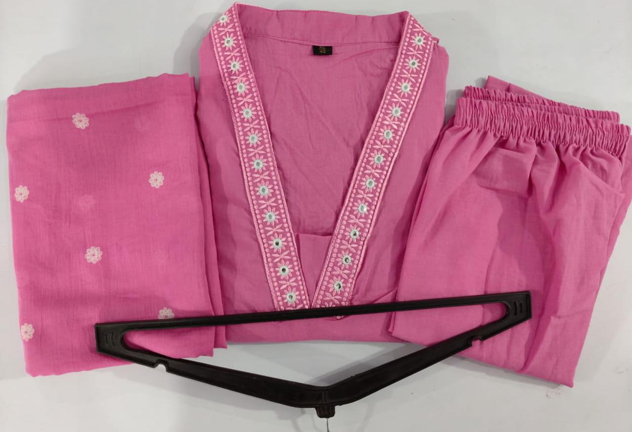 Festive Embroidered Cotton Suit Set