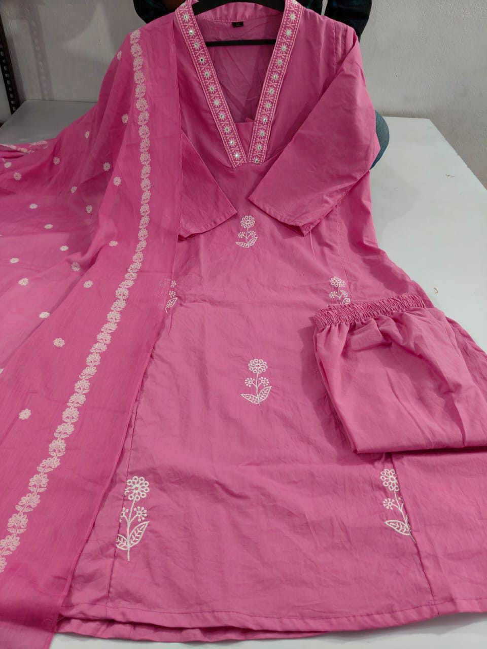 Festive Embroidered Cotton Suit Set