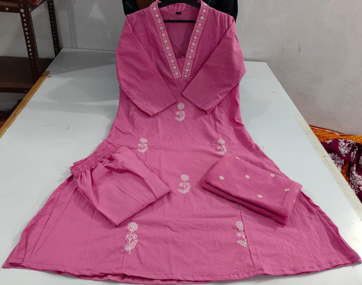 Festive Embroidered Cotton Suit Set