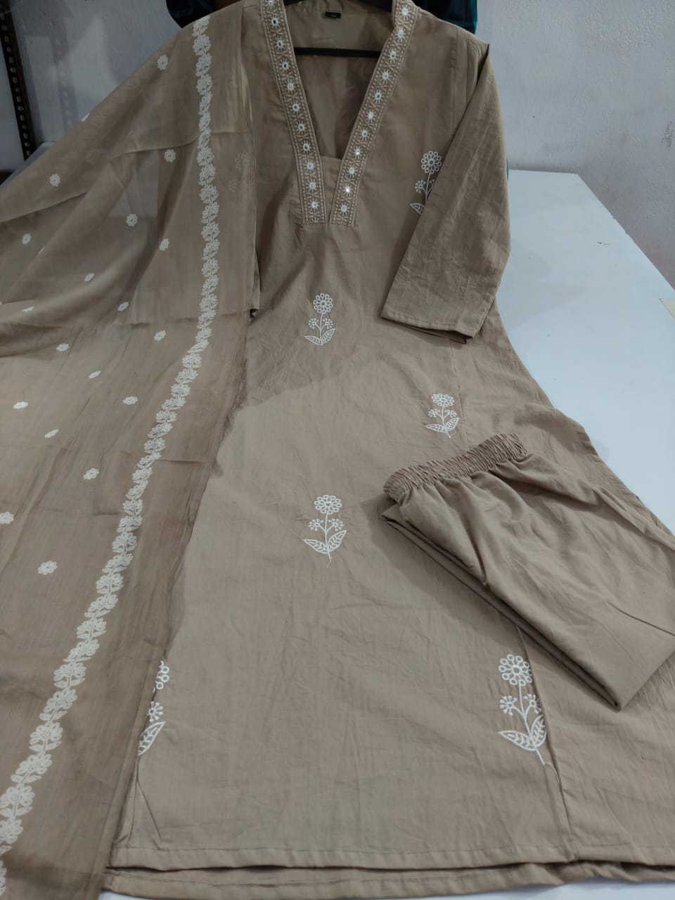 Festive Embroidered Cotton Suit Set