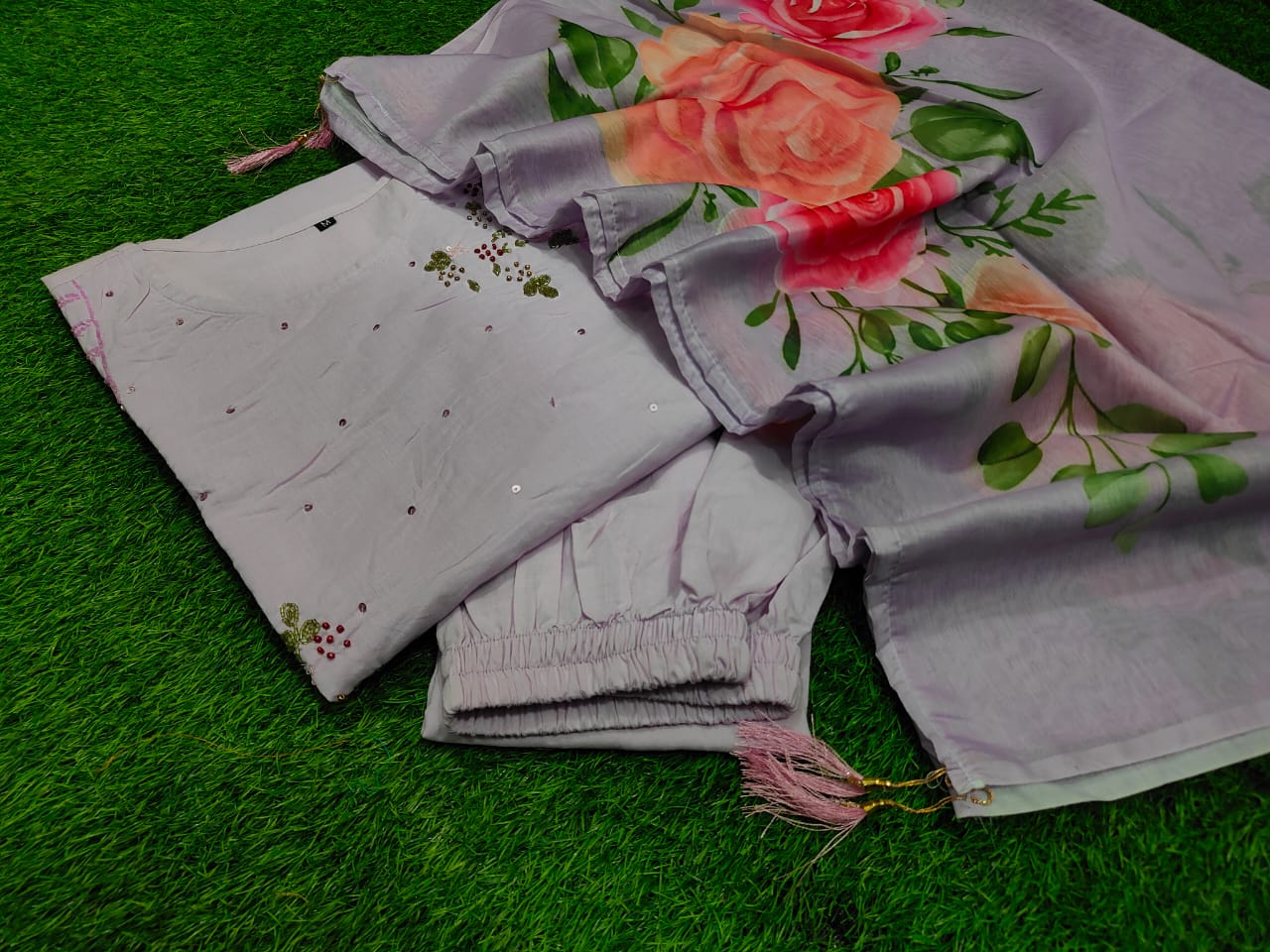 Lavender Grace Handwork Cotton Suit Set