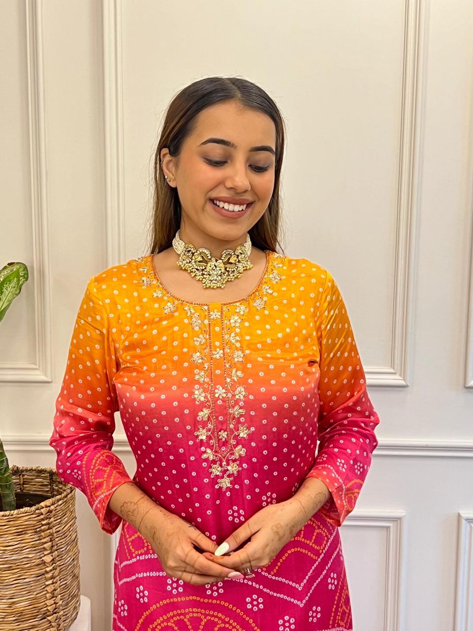 Beautiful Heavy Chinon Silk Festive Suit Set