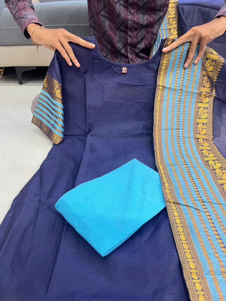 Kanchi Cotton Hand Zari Woven Suit Set
