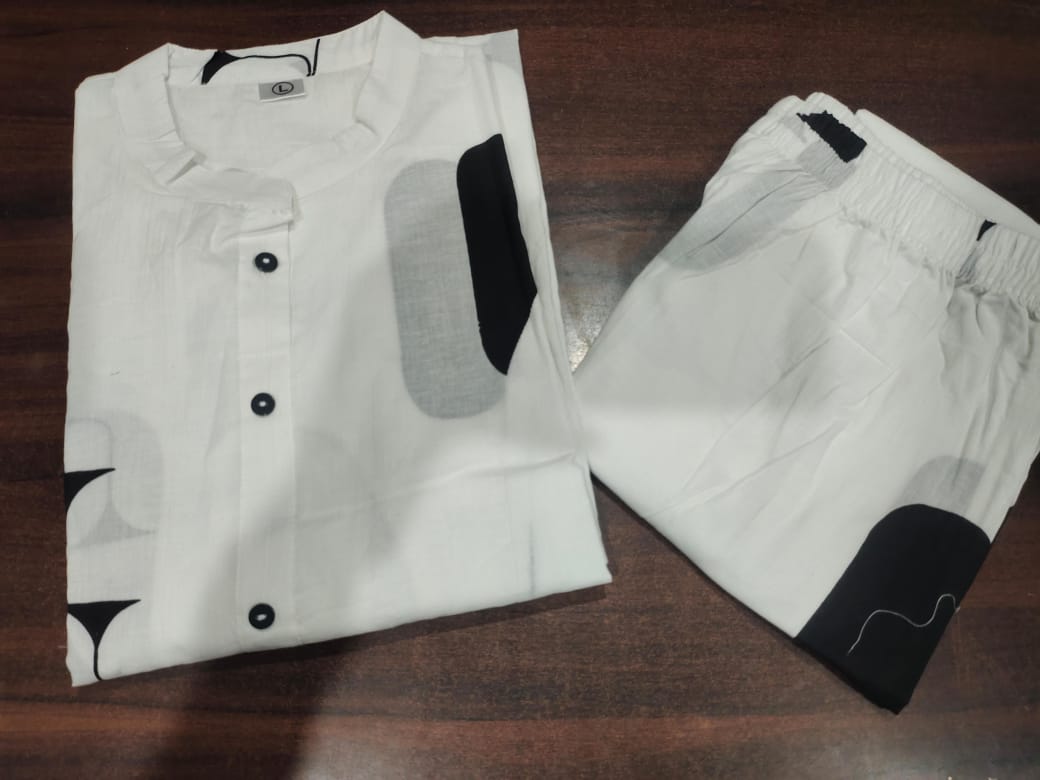 White A-Line Cotton Co-ord Set
