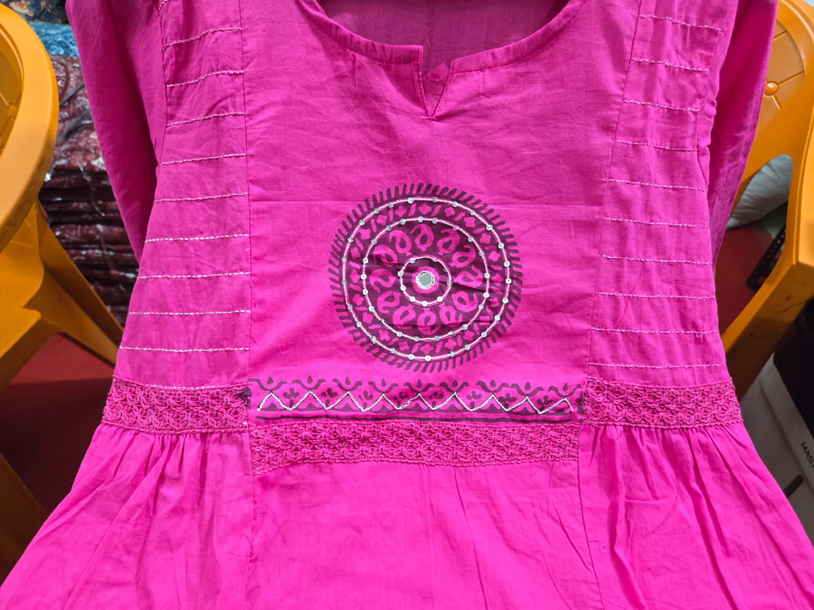 Handblock Floral Cotton Kurti Set
