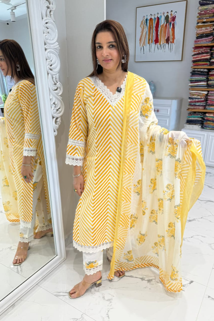 Beautiful Gorgeous Lahriya Pure Cotton Suit Set