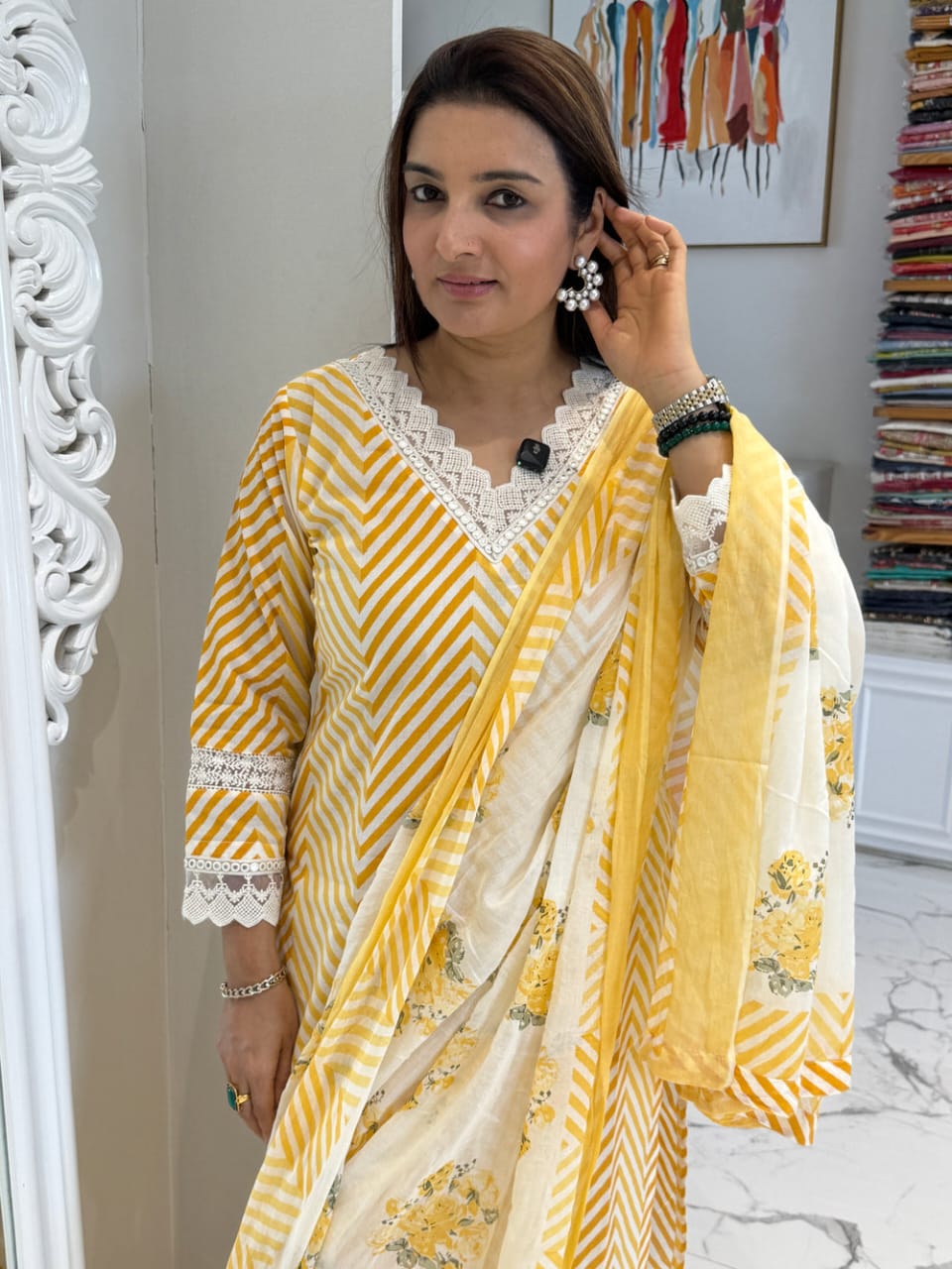 Beautiful Gorgeous Lahriya Pure Cotton Suit Set